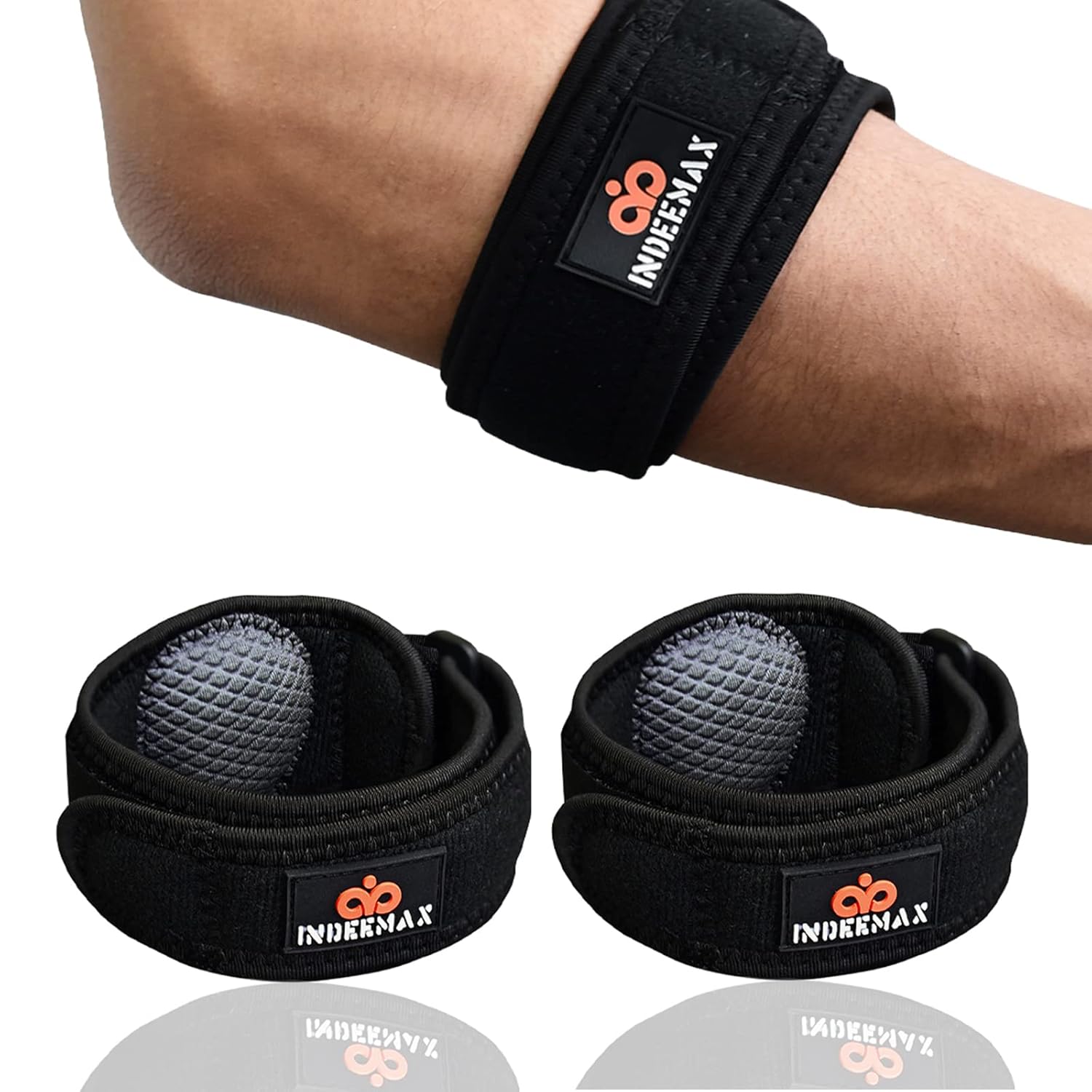 INDEEMAX Tennis Elbow Support Strap 2Pack, Golfers Elbow Support for Pain Relief...