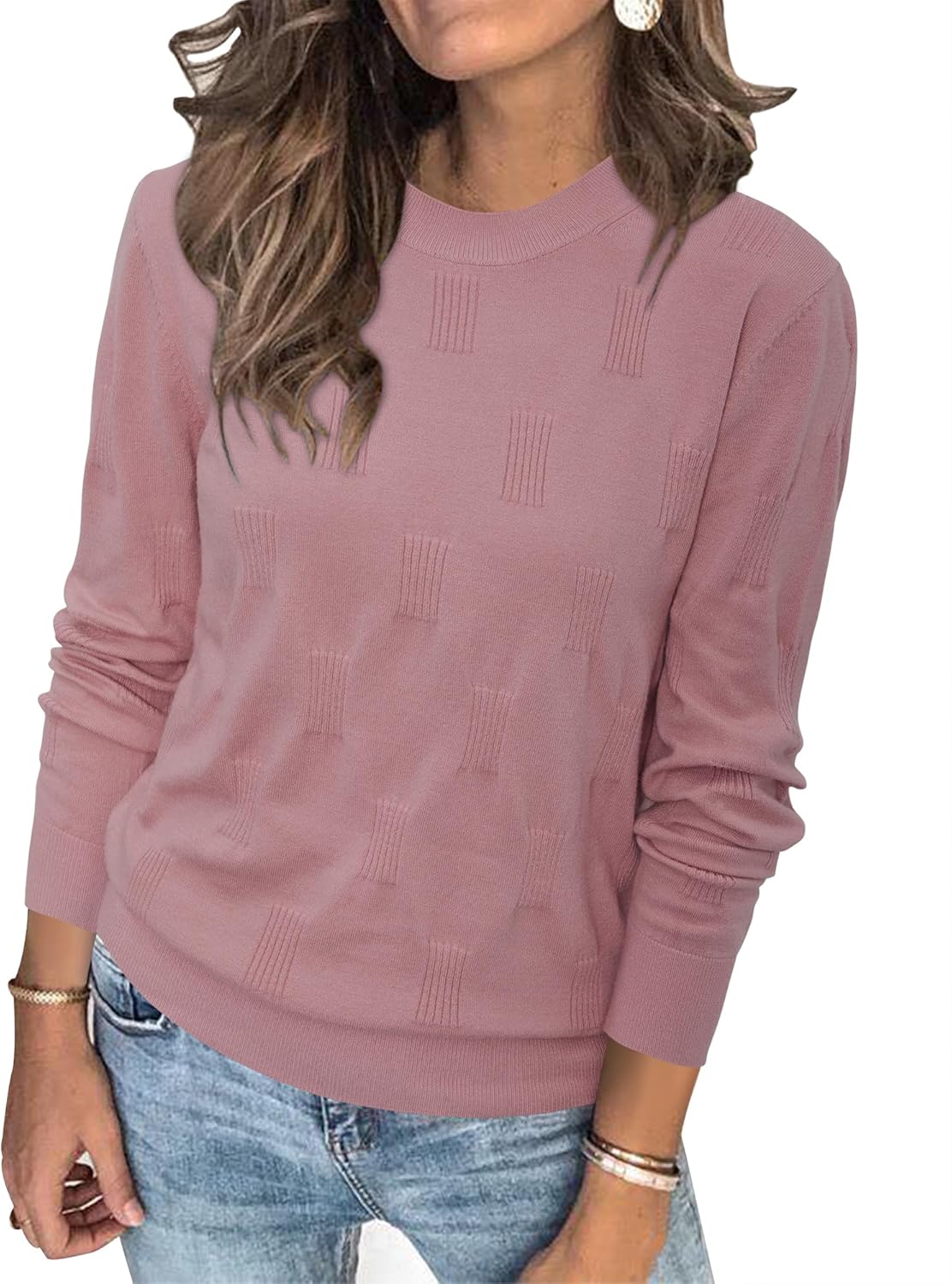 Arach&Cloz Womens Jumpers UK Short/Long Sleeve Crew Neck Ladies Knitted Tops Aut...