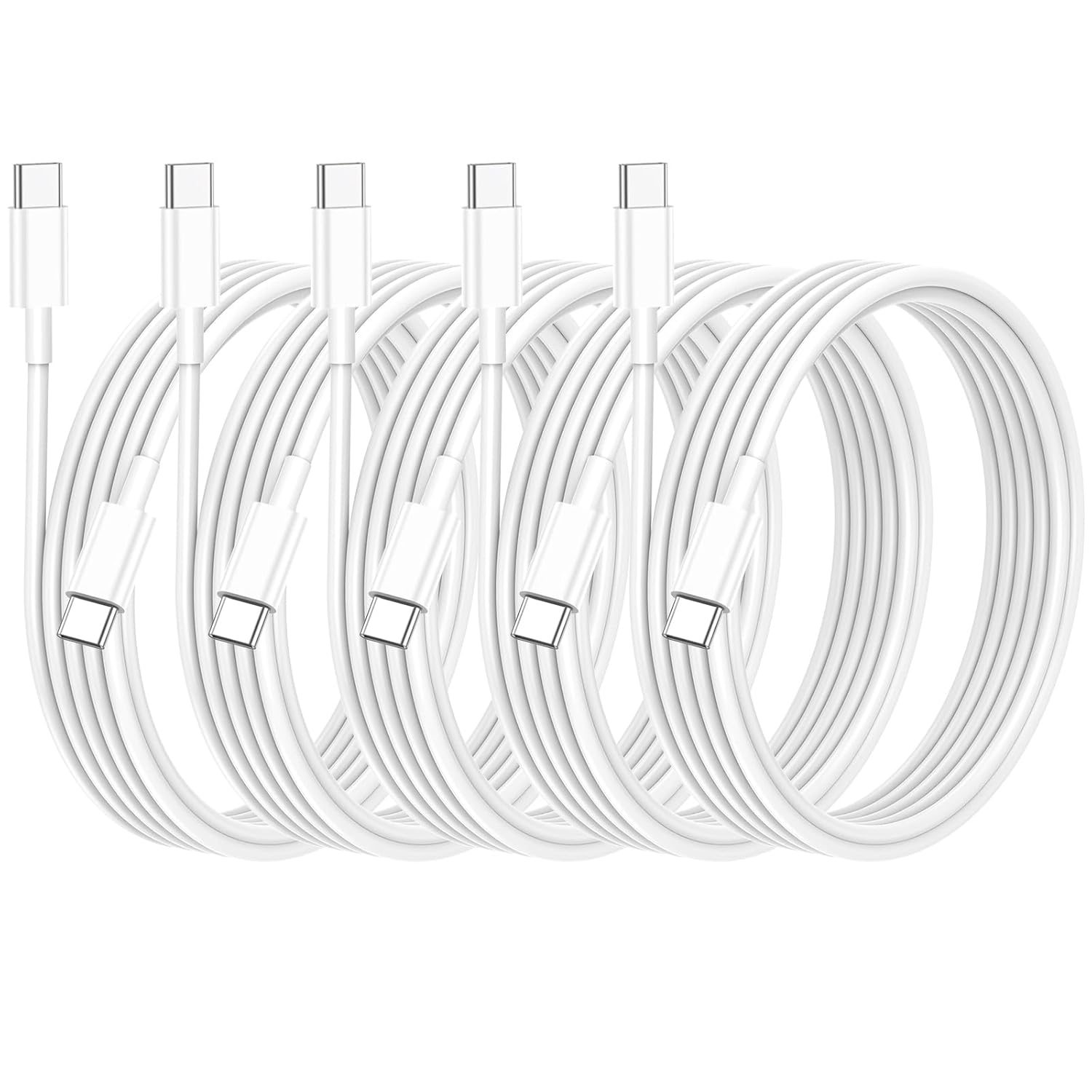 USB C to USB C Cable 60W (5 Pack 3M), 60W USBC Type C Fast Charging Cord for iPh...