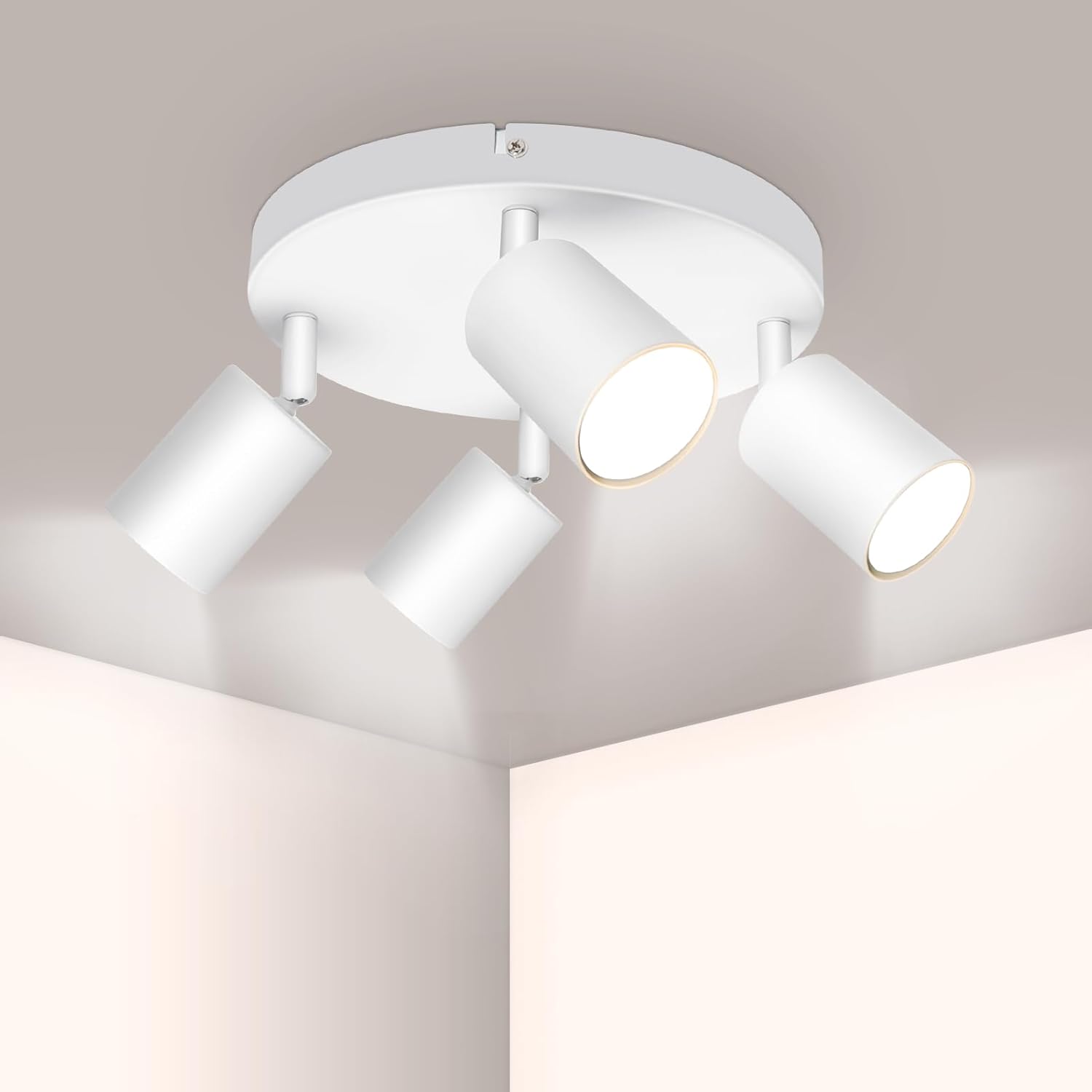 Ketom GU10 LED Ceiling Light Rotatable, 4 Way Ceiling Spotlight Fitting Round, W...