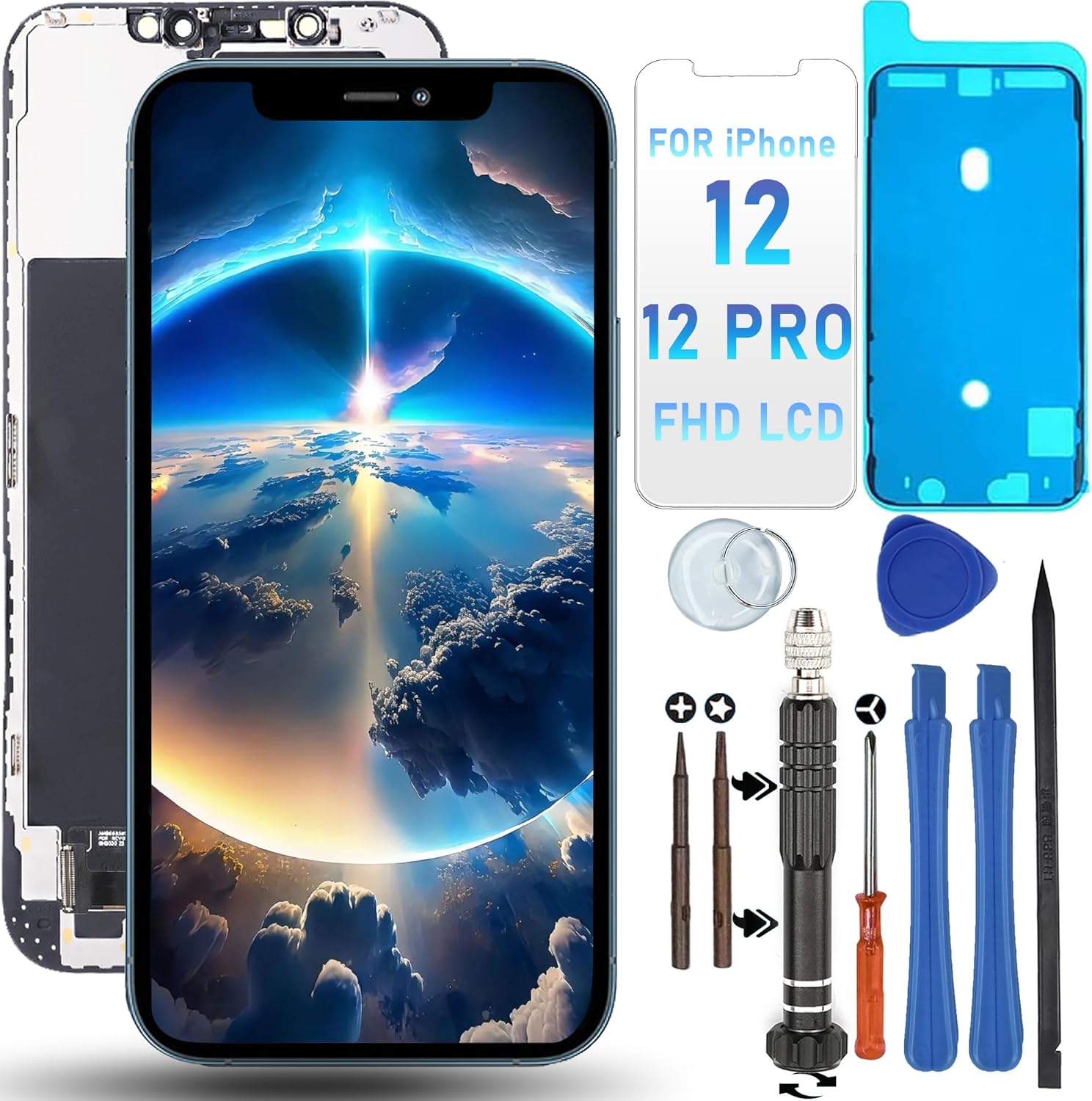 DIGI4U Screen Replacement for iPhone 12/12 Pro 𝑭𝑯𝑫, 6.1'' 𝟑𝐃 𝐓𝐨𝐮𝐜𝐡 𝐓𝐫𝐮𝐞𝐓𝐨𝐧𝐞 Reti...