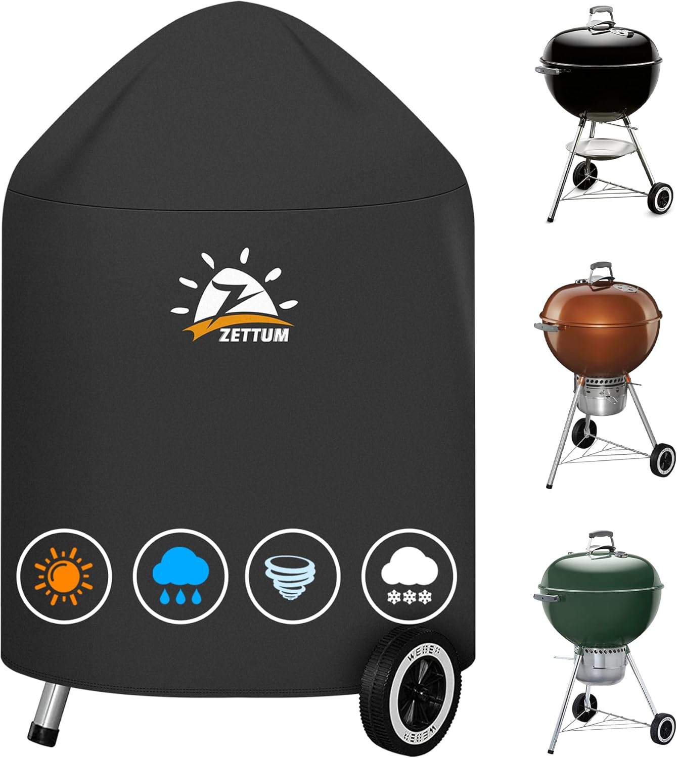 Zettum Kettle BBQ Cover for Weber 67 CM - 600D Charcoal Grill Cover for Weber Ba...
