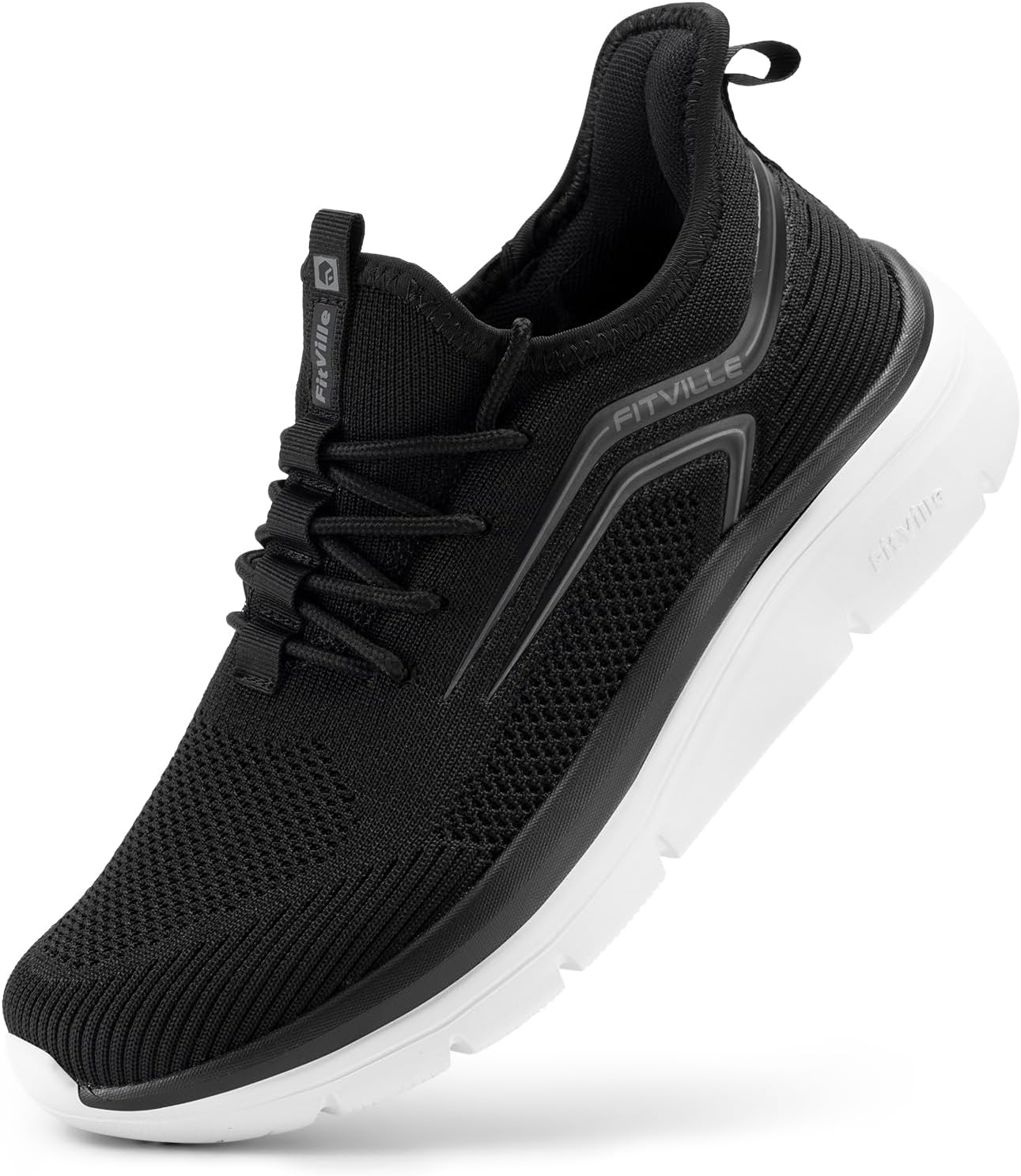 FitVille Extra Wide Fit Trainers for Men Slip On Arch Support Road Running Shoes...