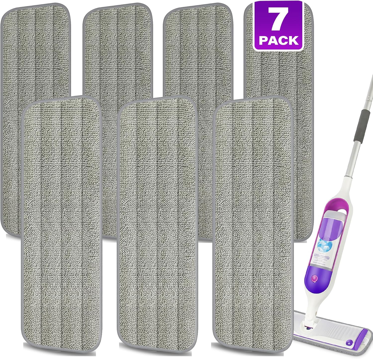 7 Pack Reusable Mop Pads for Spray Mop -MEXERRIS Microfiber Mop Pads Refills Har...