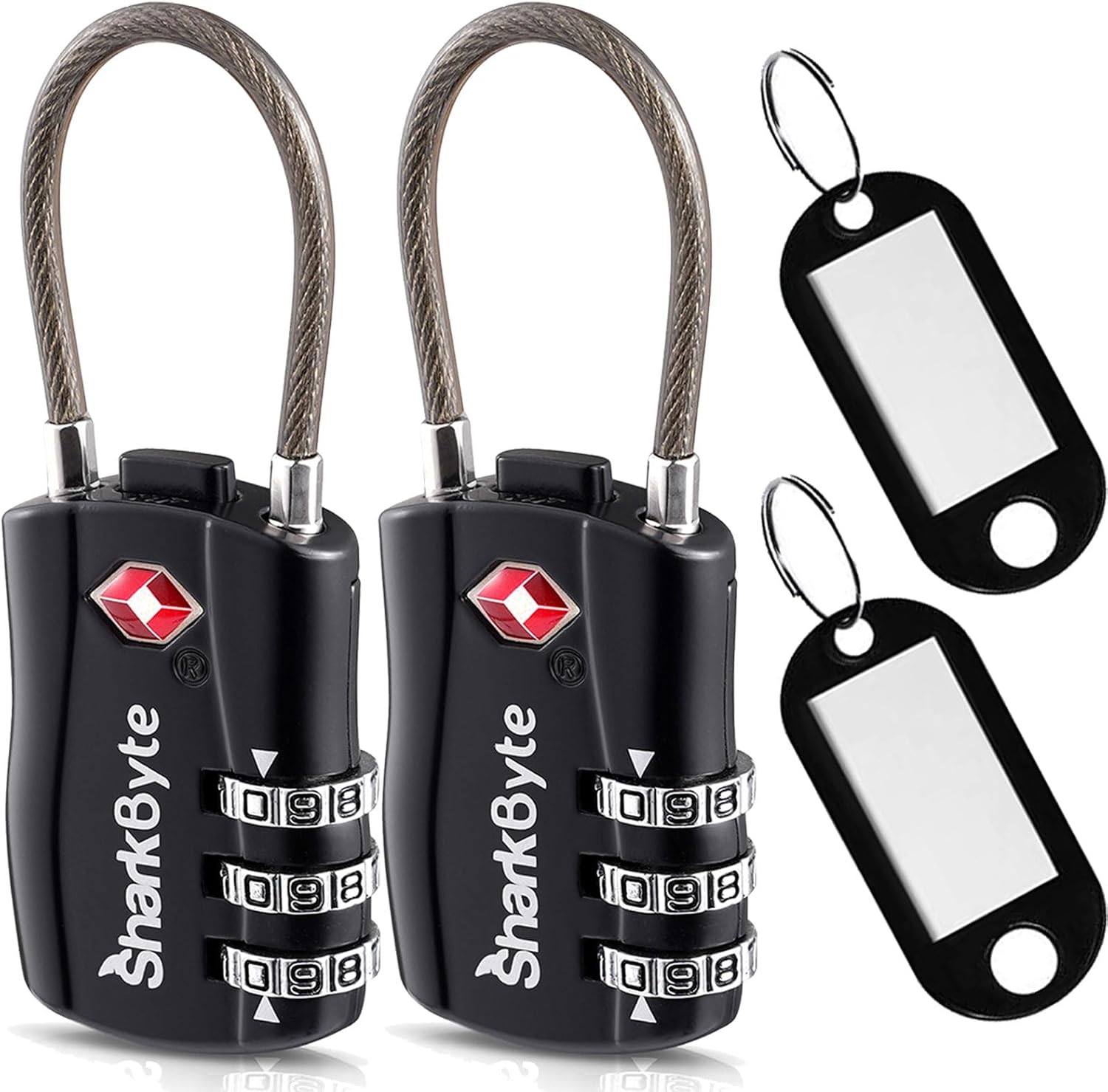 SharkByte TSA Approved Luggage Locks, 3-Dial Security Travel Combination Padlock...
