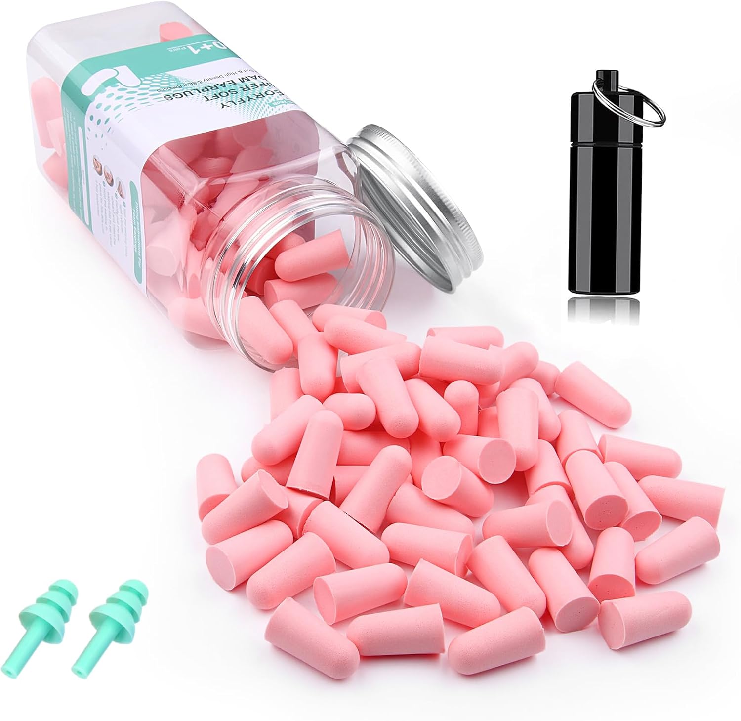 VeoryFly Soft Foam Ear Plugs for Sleep, 122 Pcs 38 dB Highest SNR, Ear Plugs for...