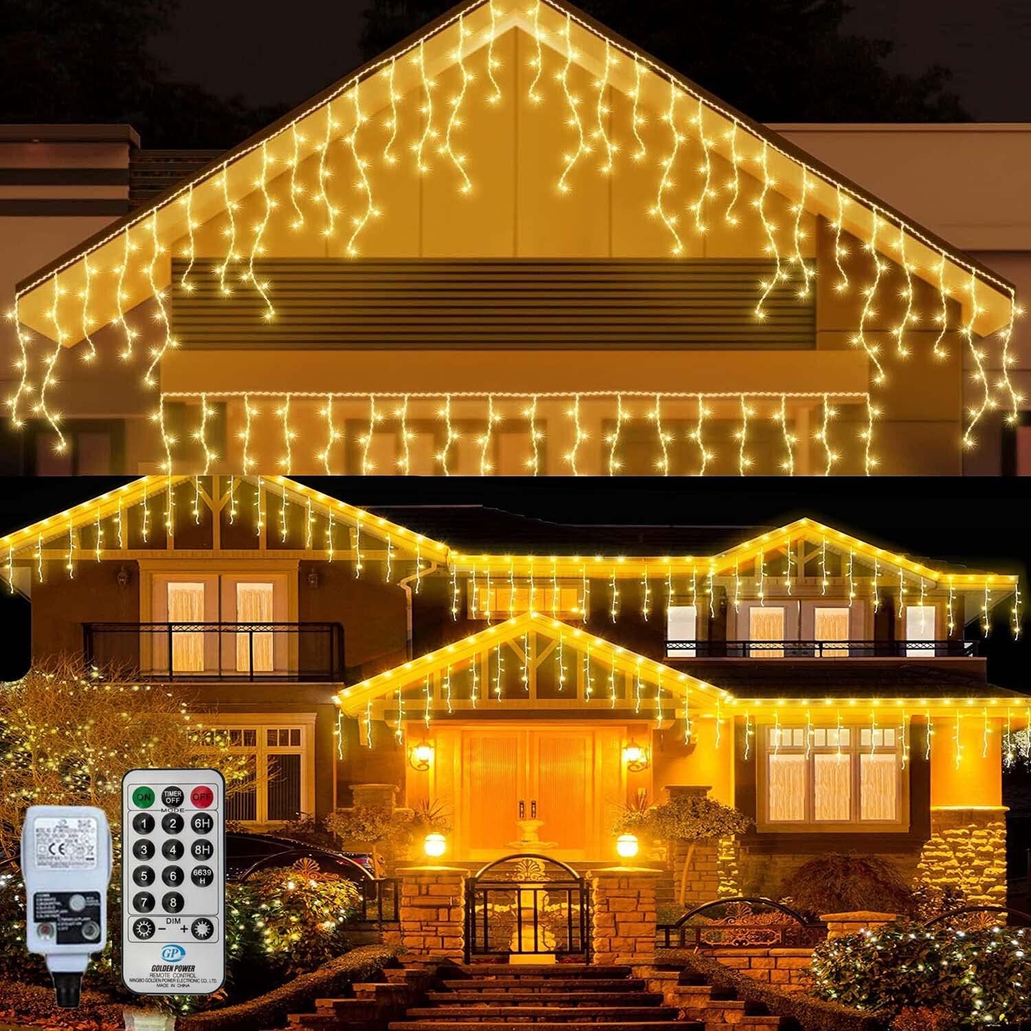 CORST 10M 400LED Christmas Icicle Lights Outdoor Curtain Lights Ice Lights for E...