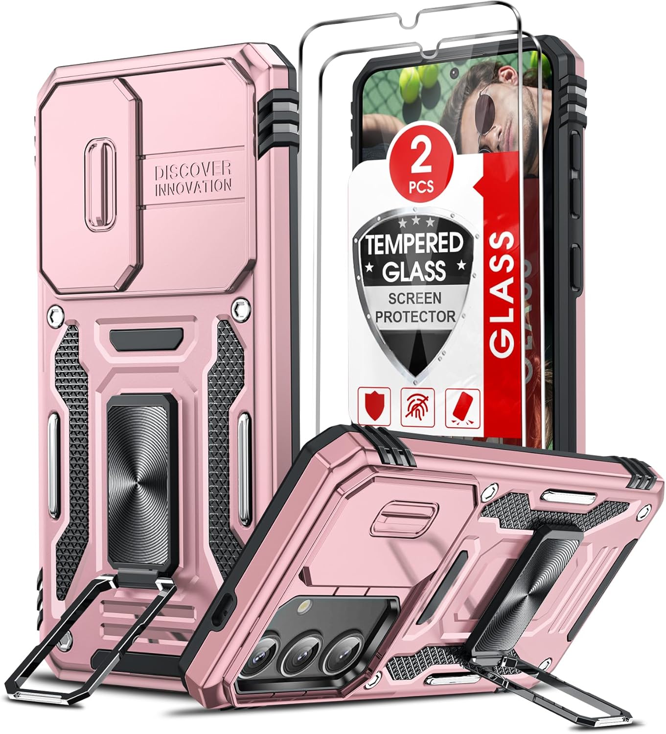 LeYi for Samsung Galaxy S24 5G Phone Case, with Camera Lens Cover Slider, 2 Pack...