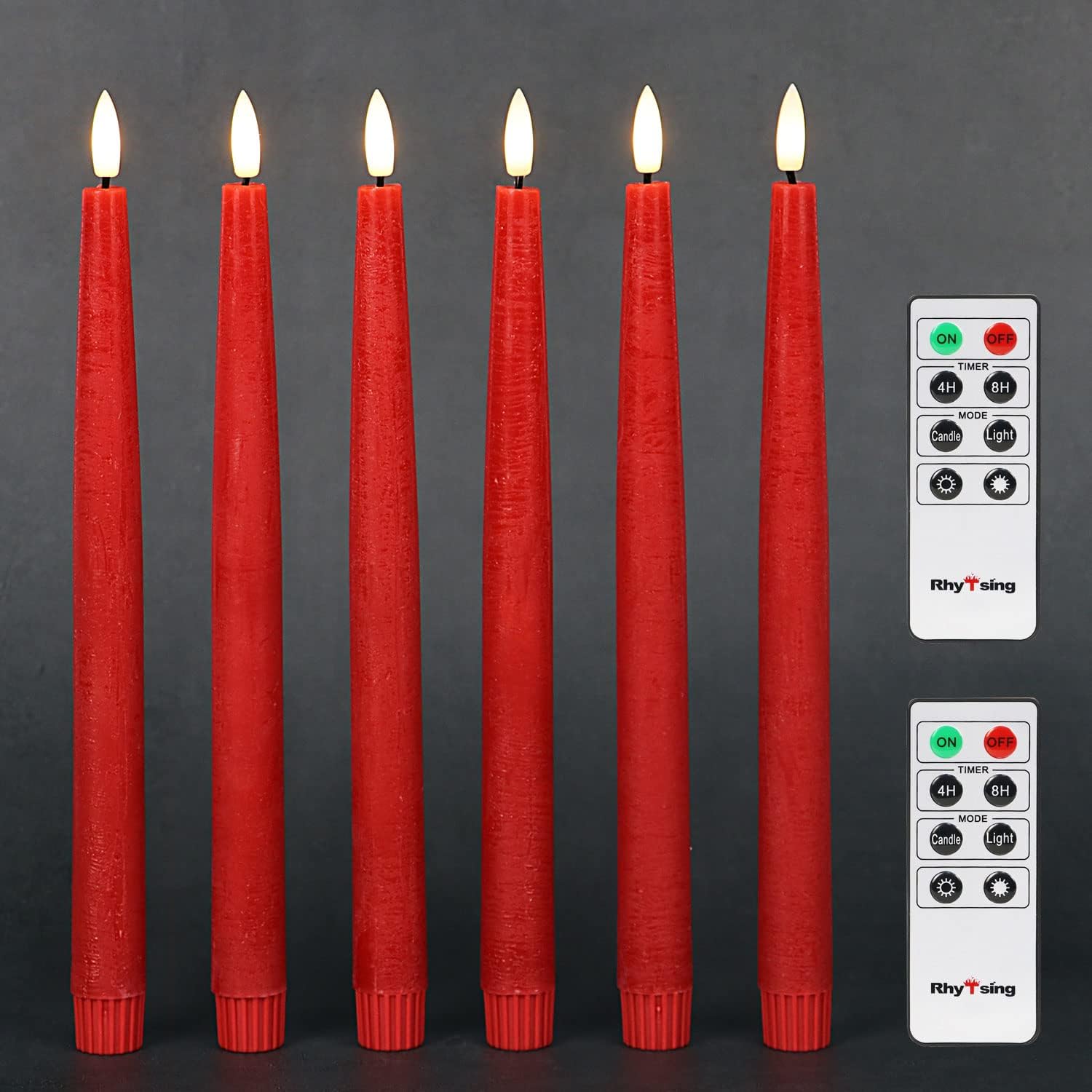 Rhytsing 29cm Flameless Taper Candles with Timer, Battery Operated Dinner Table...