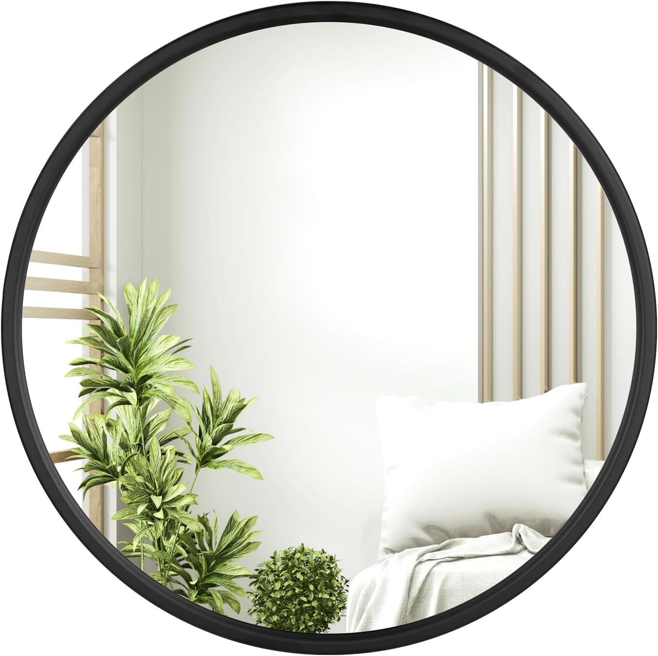 WOLTU Wall Mirror, Special Modern Round Hanging Mirror for Bathroom Bedroom Livi...
