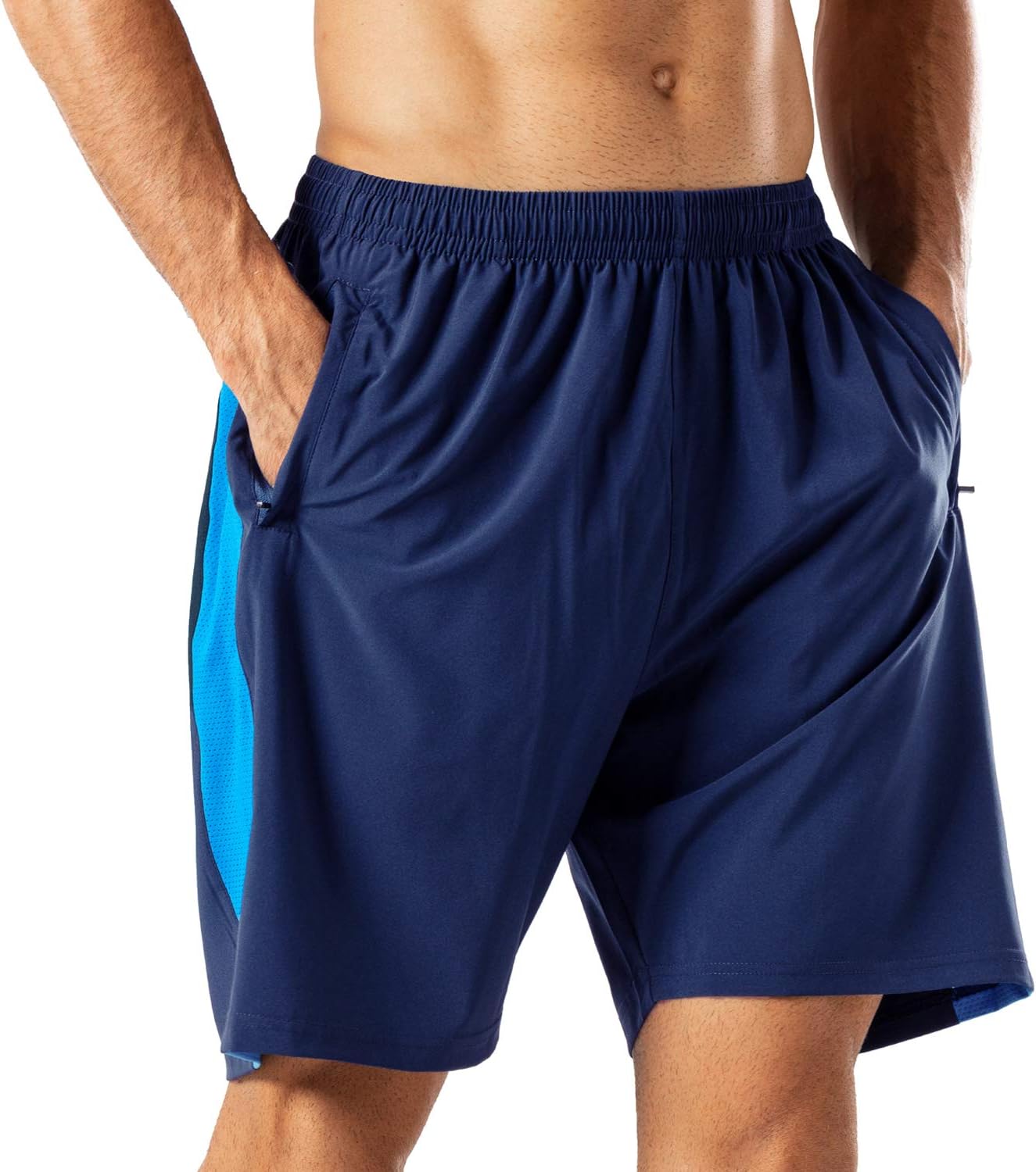 HMIYA Men's Casual Sports Quick Dry Workout Running or Gym Training Short with Z...