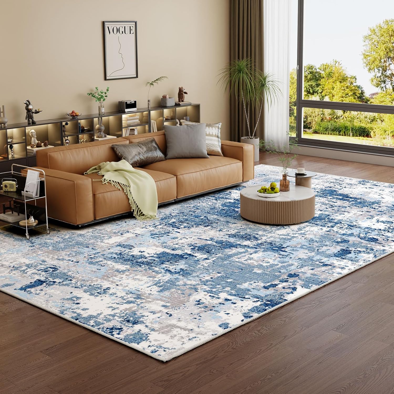 Vamcheer Machine Washable Rugs for Living Room - Modern Soft Faux Short Pile Are...