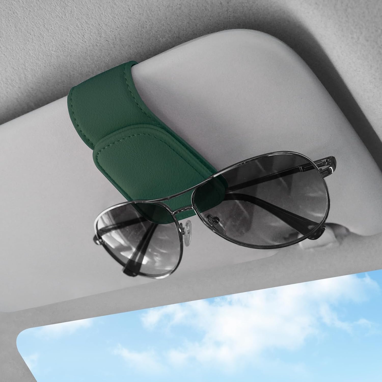 Sunglasses Holders for Car Visor,Car Magnetic Glasses Holder Leather Sunglasses...