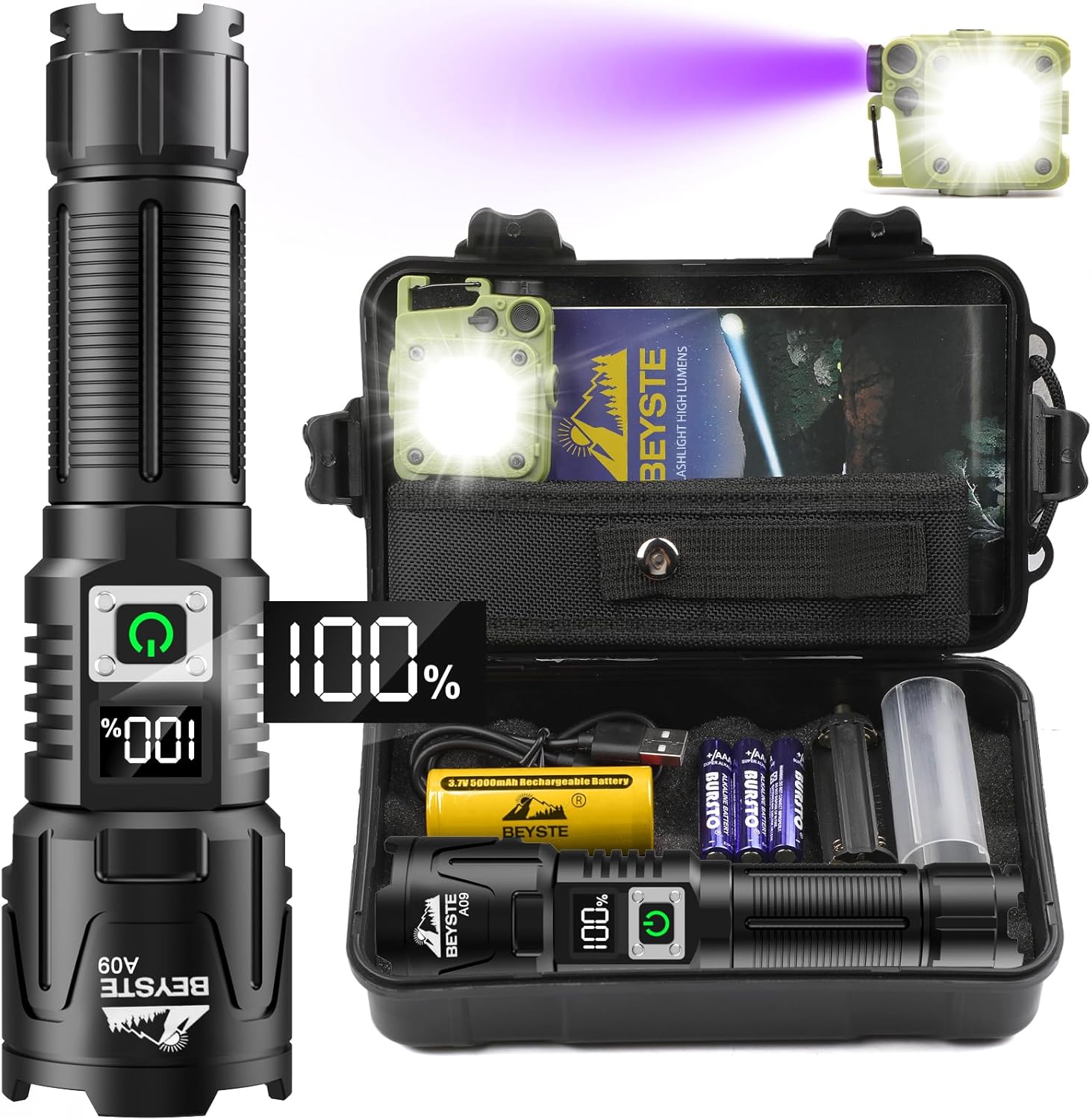 BEYSTE Torches LED Super Bright Rechargeable, Bright High Powered Torch, Powerfu...
