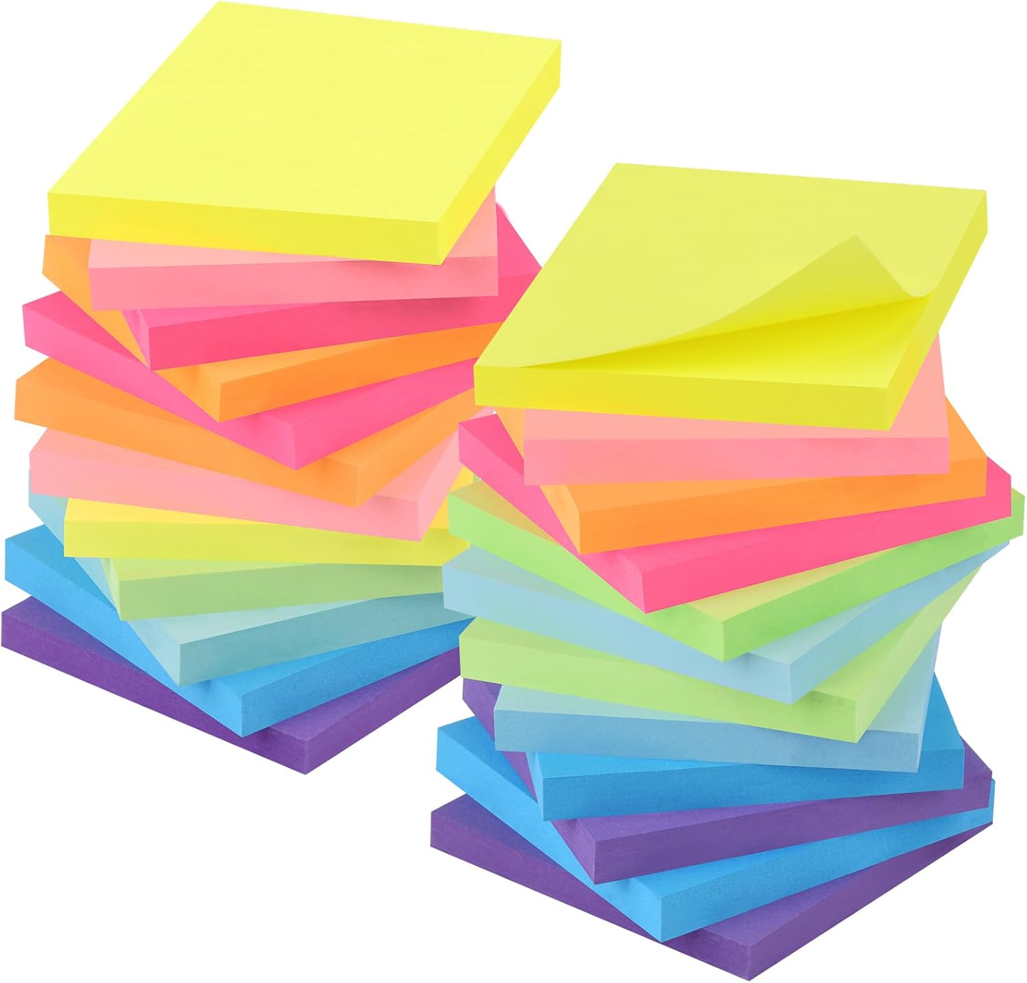ZCZN 24 Pads Sticky Notes, 76 x 76 mm, 8 Vibrant Colours, 1920 Sheets, 80 Sheets...