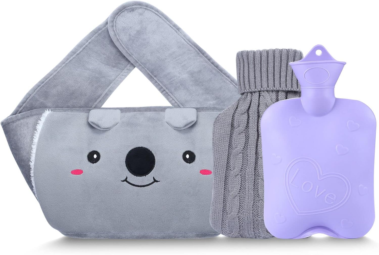 Hot Water Bottle with 2 Pack Waist Cover, Warm Water Bag Rubber Winter Hot Water...
