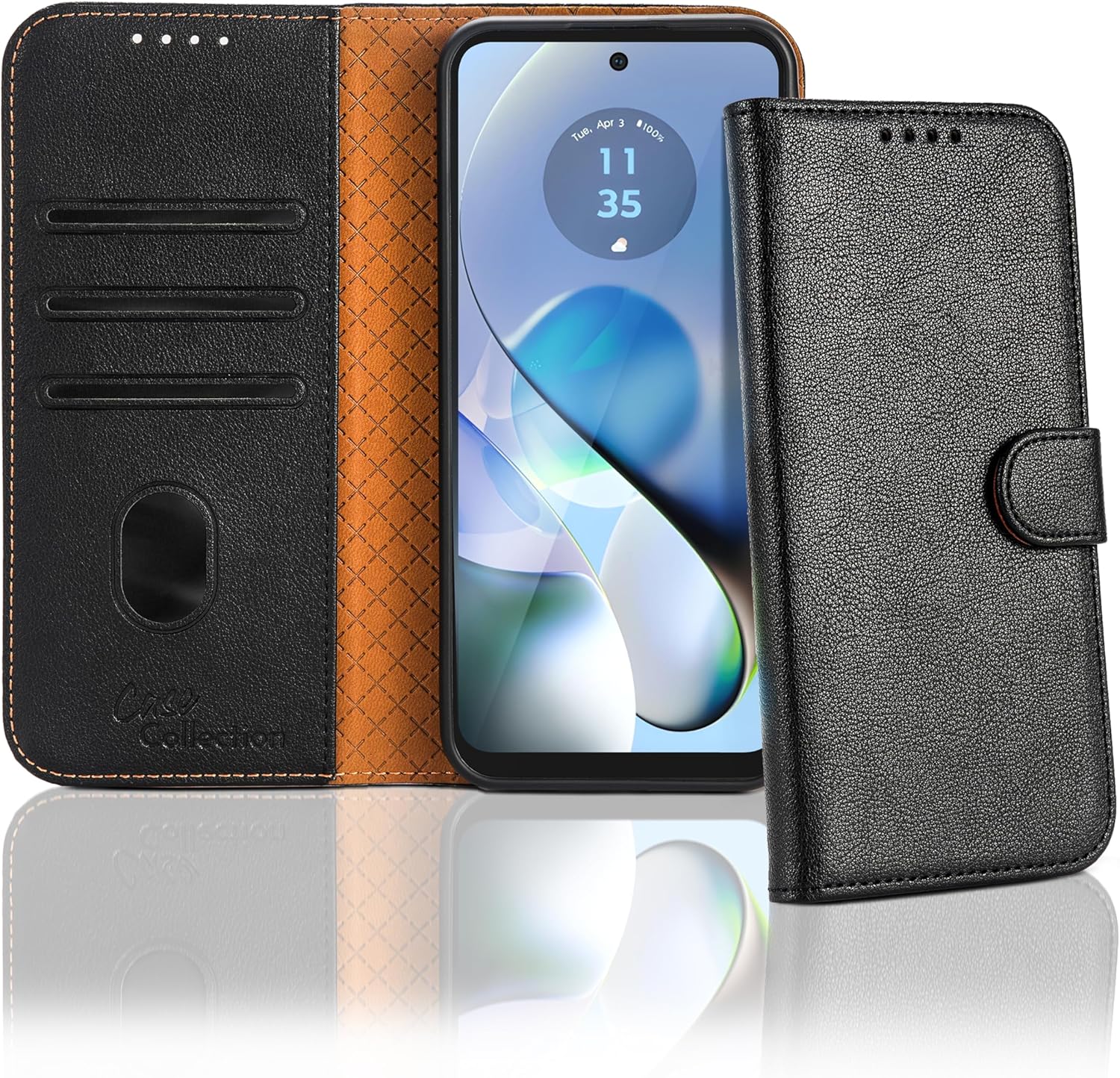 Case Collection for Motorola Moto E14 / G24 / G04 Case - Leather Folio Flip Kick...