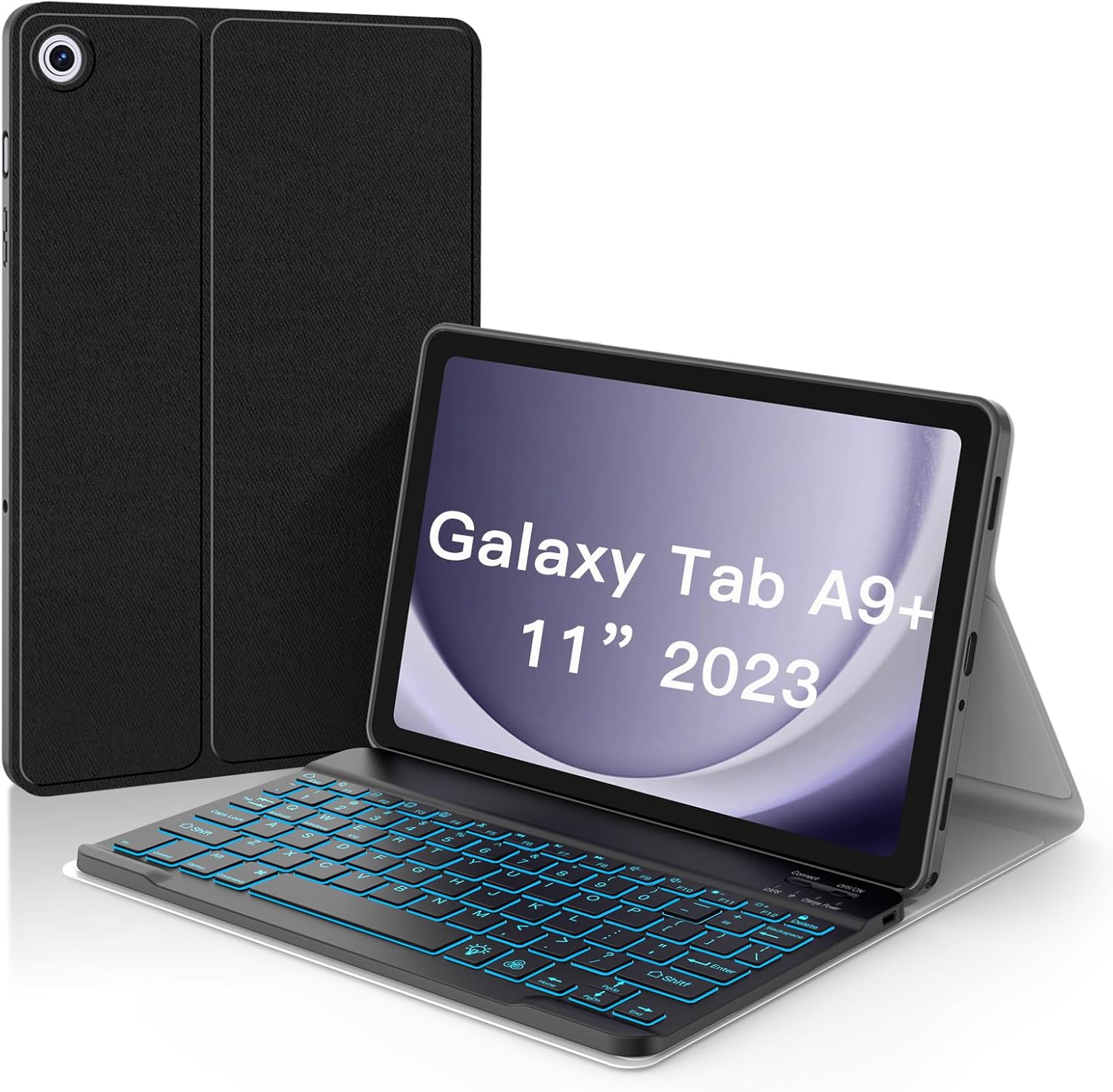 JUQITECH Backlit Keyboard Case for Samsung Galaxy Tab A9 Plus A9+ 5G 11 Inch 202...