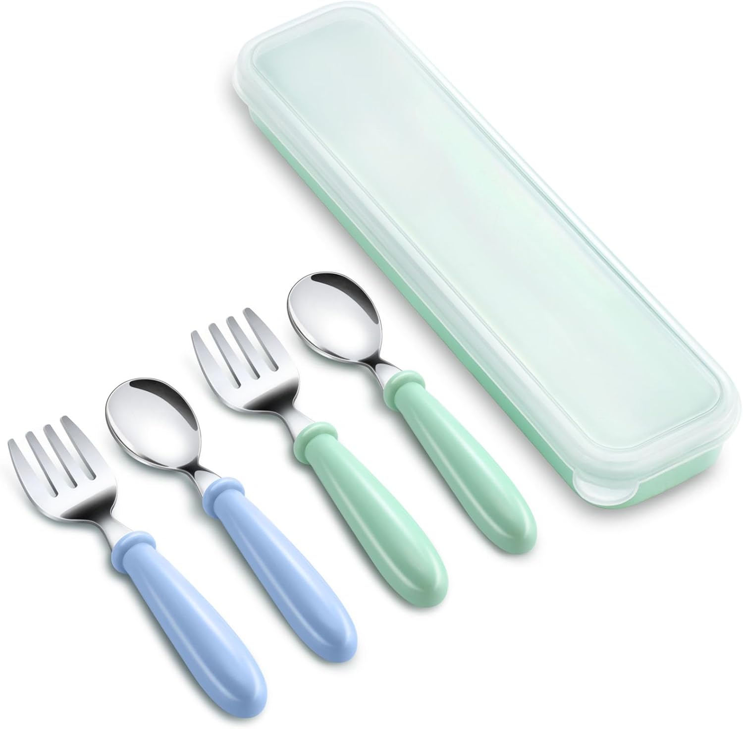 BEWOS Toddler Cutlery 4 Pcs, 304 Stainless Steel Kids Cutlery Set, Safe for All...