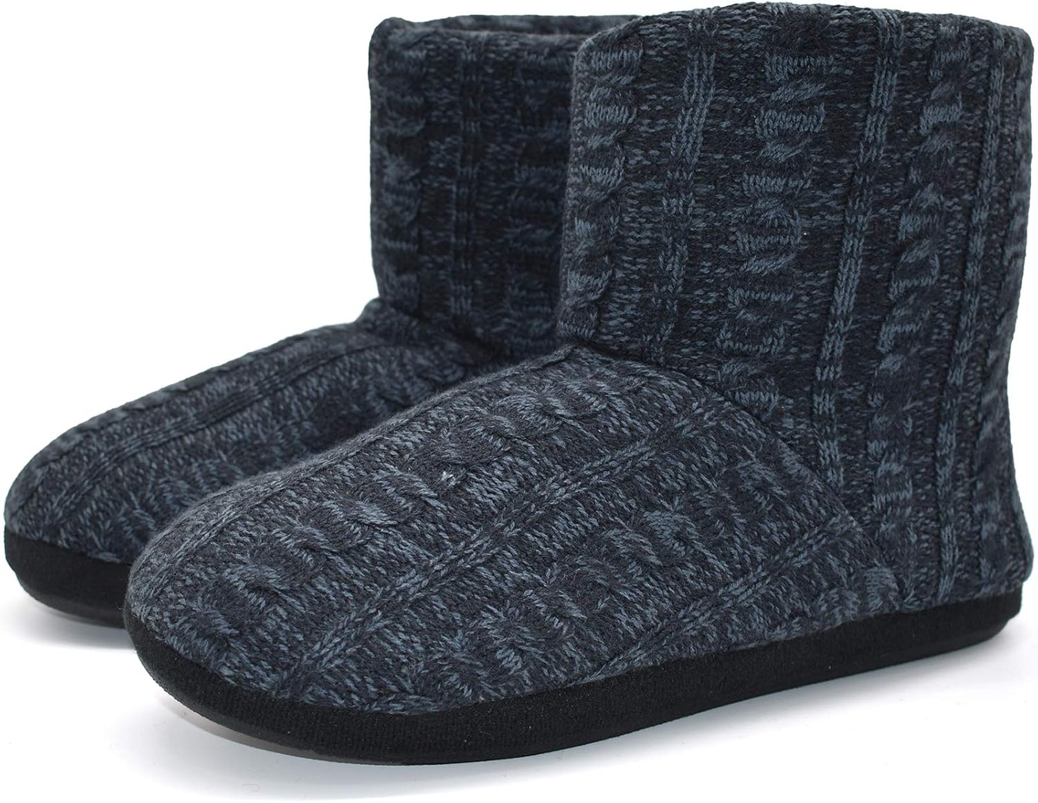KuaiLu Mens Slippers, Special Knitted Wool-Like Plush Fleece Lined Slipper Boots...