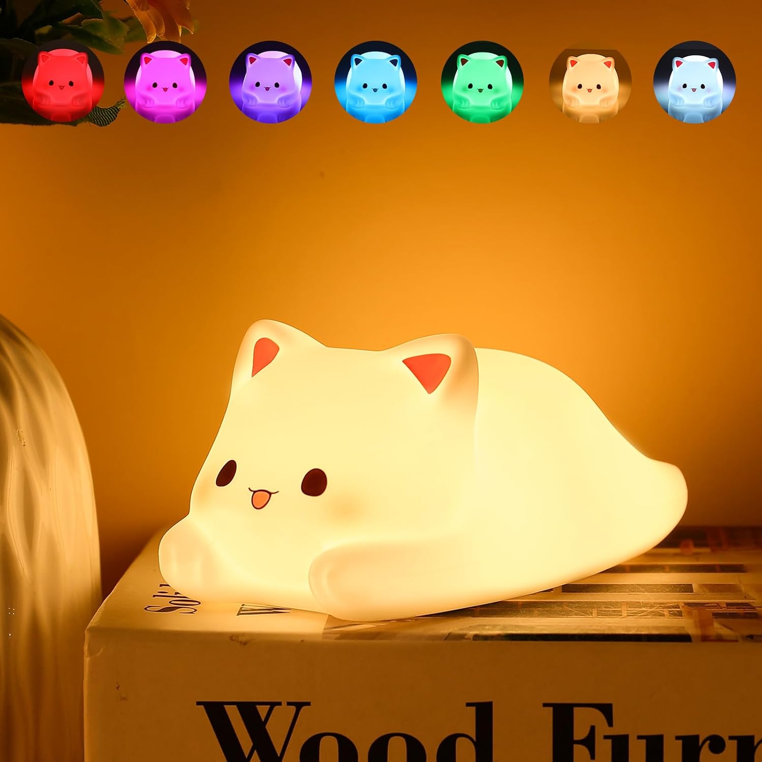 ZKLiLi Night Light, Special Silicone Cat Night Light with 2 Levels of Brightness...