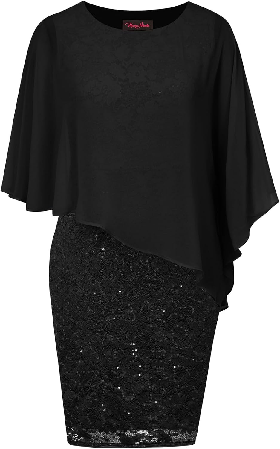 Hanna Nikole Women's Plus Size Cape Chiffon Dress Cocktail Formal Party Pencil D...
