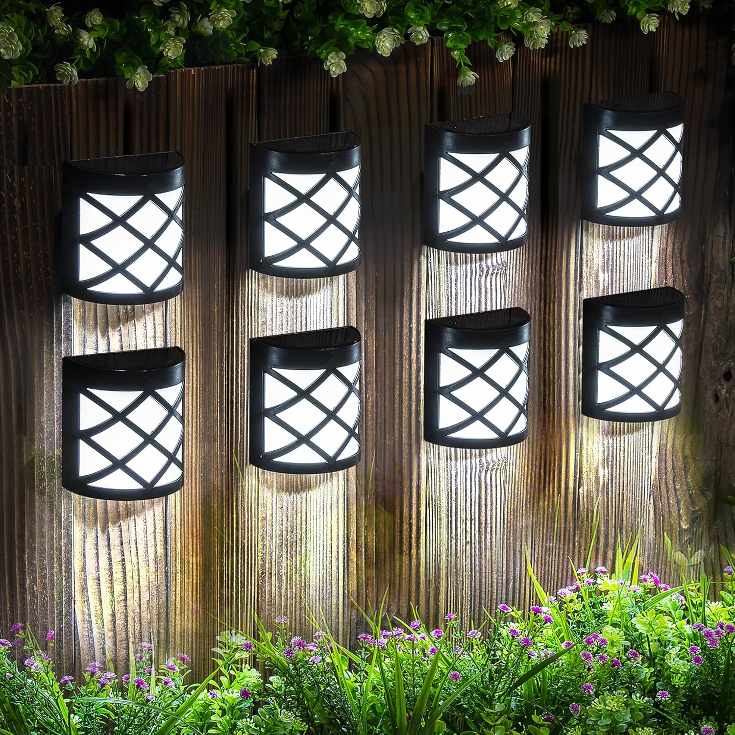 Solpex Solar Fence Lights, 8 Packs Solar Wall Lights,Waterproof 6 LED Solar Deck...