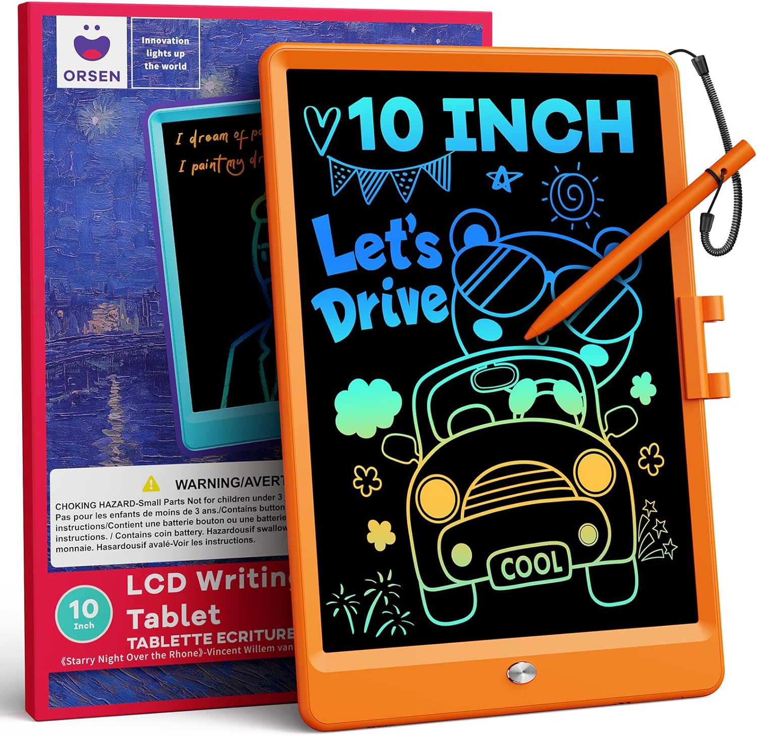 ORSEN Kids Toys LCD Writing Tablet 10-Inch, Magnetic Drawing Board for 3 4 5 6 7...