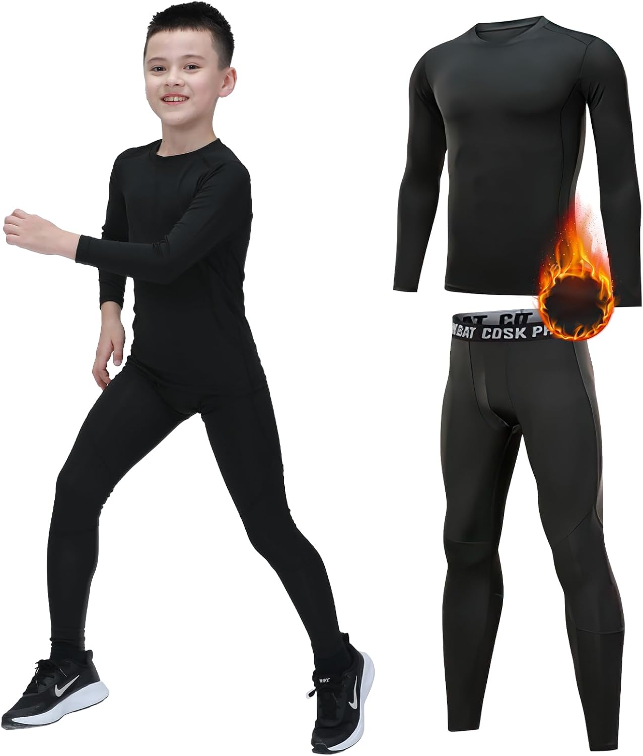 Leeboom Base Layer Kids Winter - Long Sleeve Top & Matching Bottoms, Skins for B...