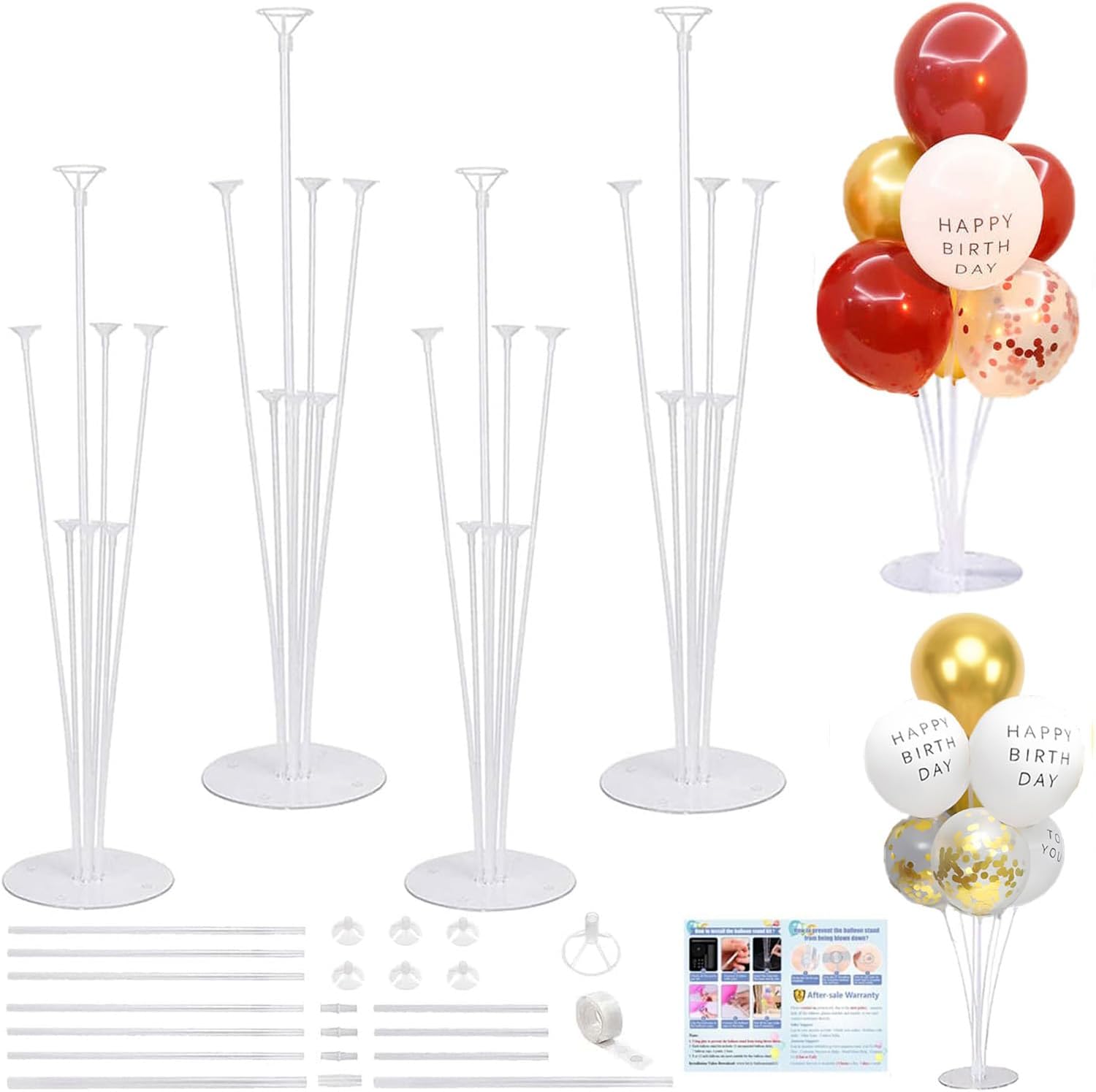 4 Pack Balloon Stand Kit, Balloon Stands with Base for Table Floor Centerpieces,...