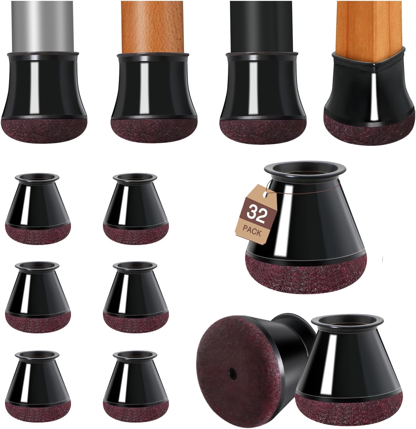 32 Pcs Small Chair Leg Floor Protectors Furniture Pads Floor Protectors for Hard...