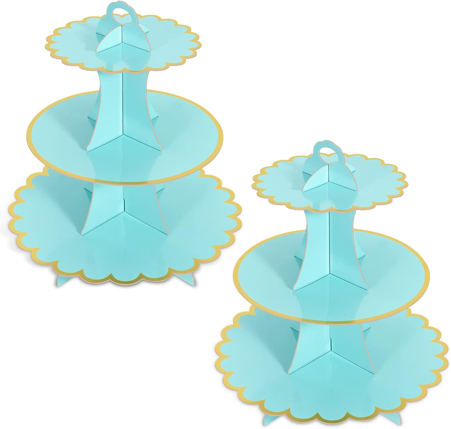 2 Pack Blue Cake Stand Cardboard Cupcake Stand 3 Tier Cupcake Cardboard Cake Sta...