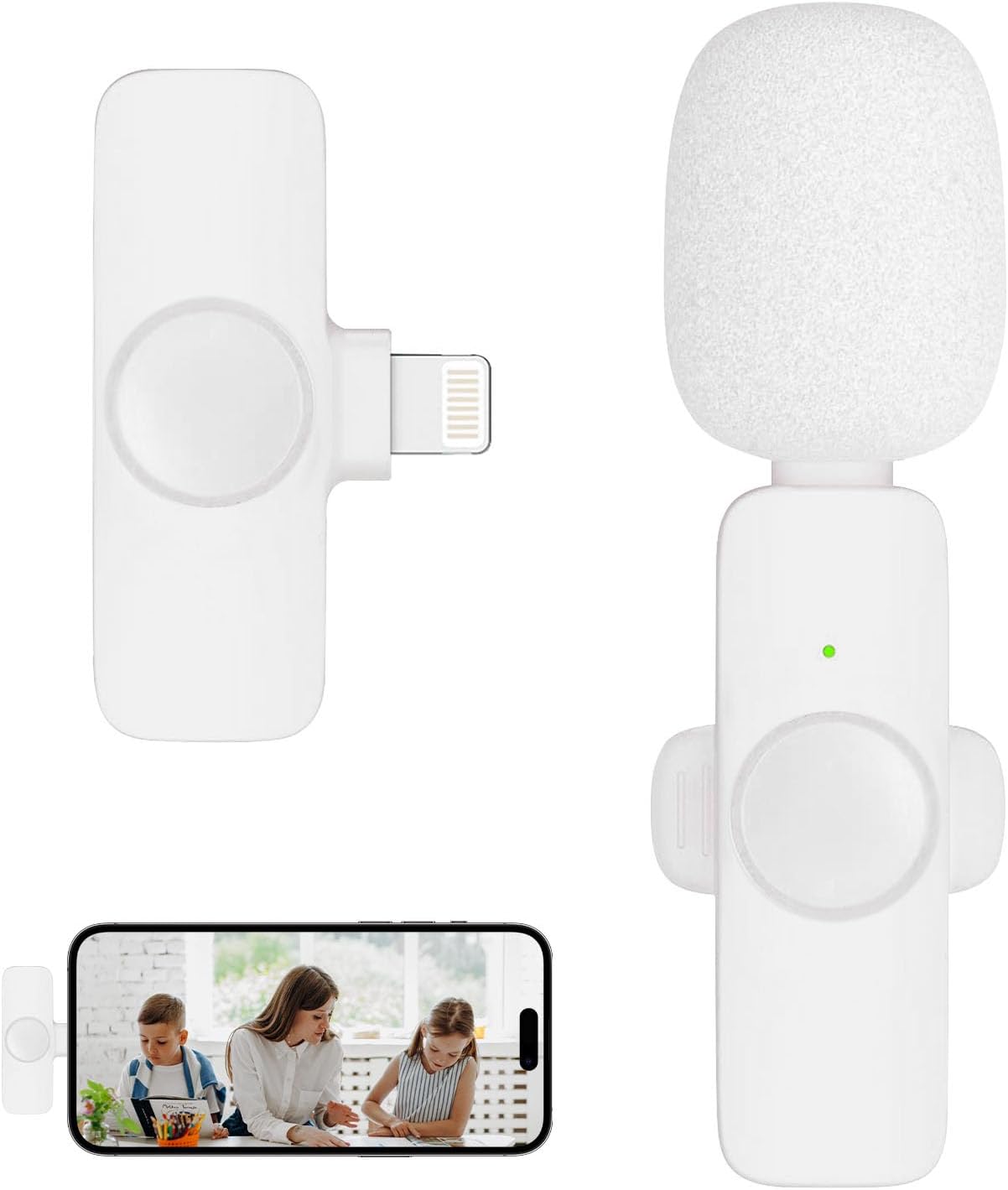 Professional Wireless Lavalier Microphone for iPhone iPad, Cordless Omnidirectio...