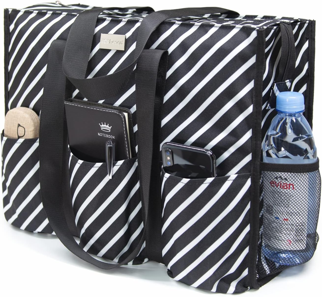TOPDesign Utility Water Resistant Tote Bag with 13 Exterior & Interior Pockets,...