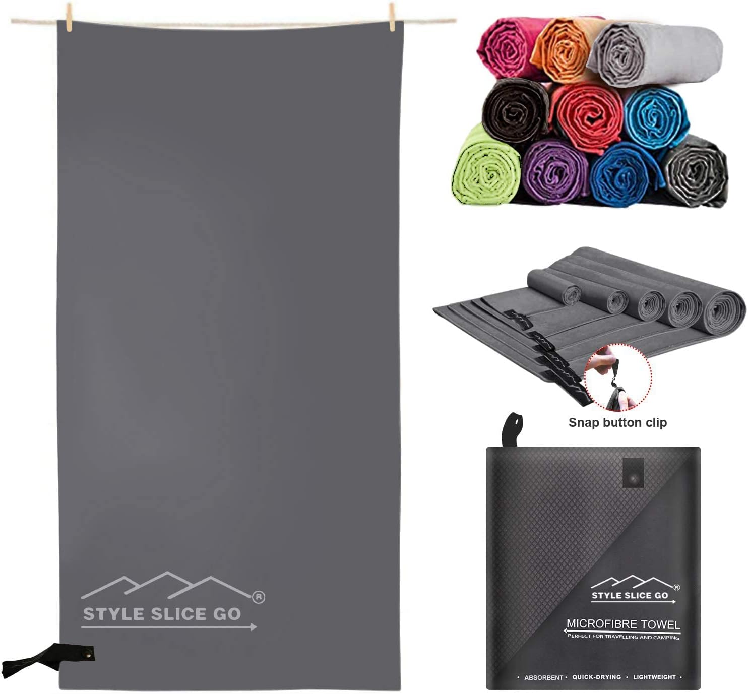 Style Slice Microfibre Towel - Quick dry Lightweight Absorbent Travel Towel for...