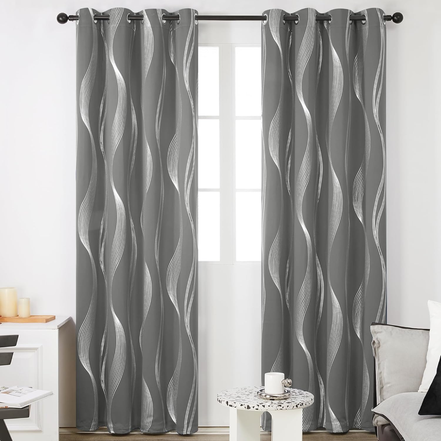 Deconovo Blackout Curtains for Living Room 52 x 84 Inch, Eyelet Curtains Thermal...