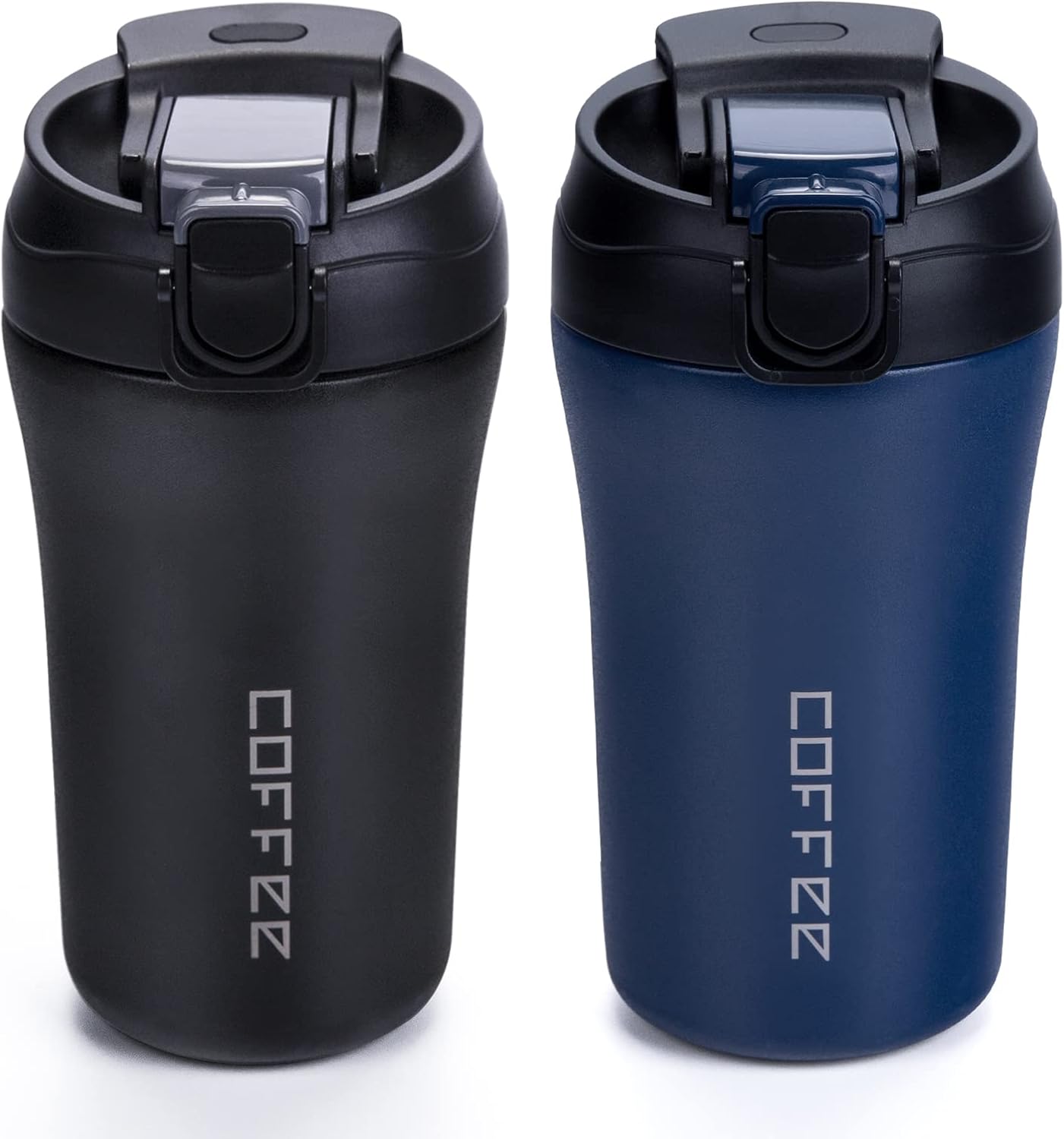 Coffee Cup, Travel Coffee Mug 400ml x 2 Pack, Vacuum Insulated Stainless Cups wi...