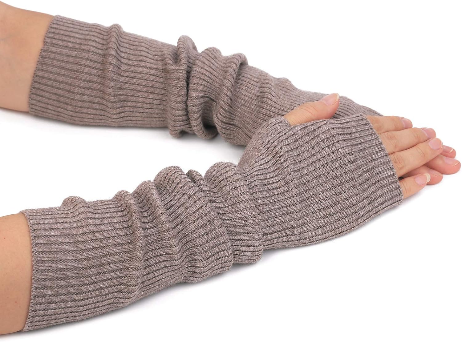 Zeltauto Women’s CASHMERE Blend Knit Arm Warmers Elbow Length Long Fingerless Gl...