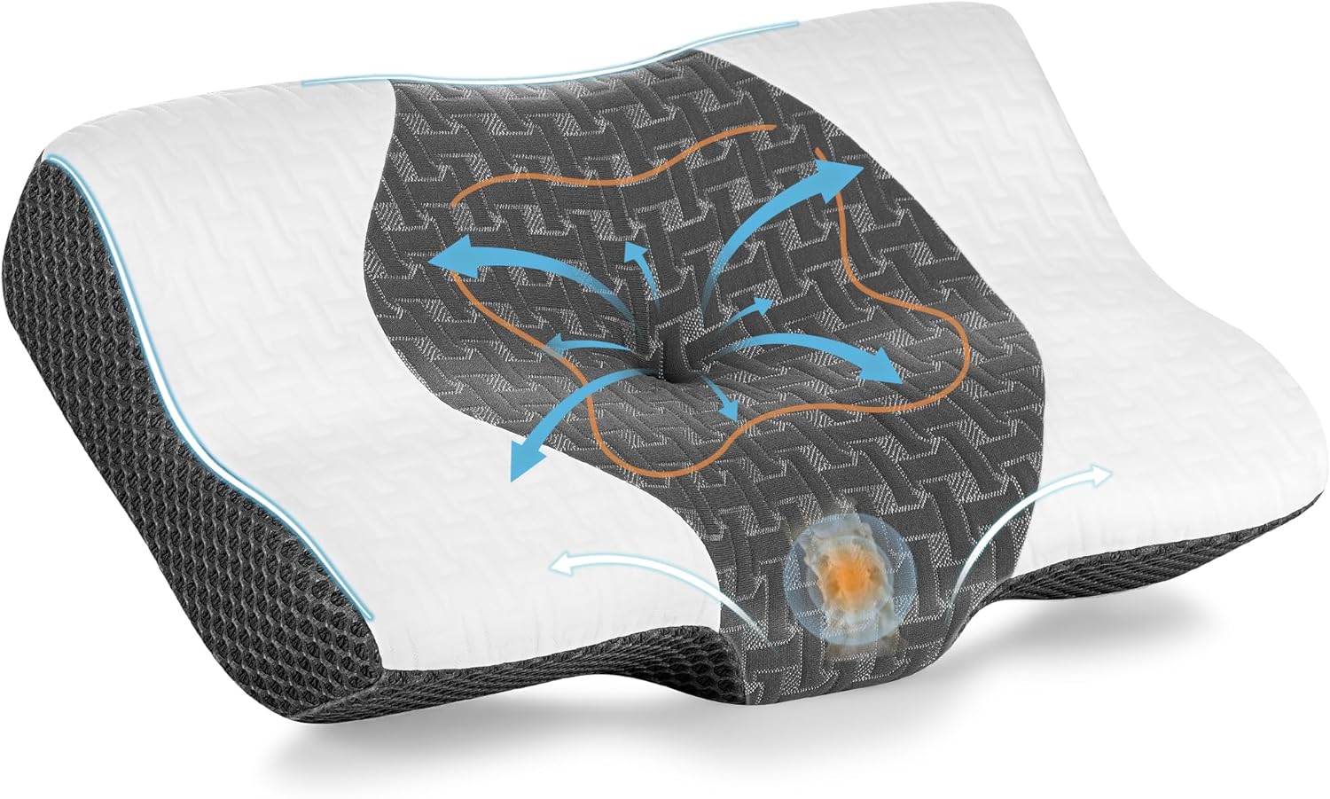 Elviros Cervical Memory Foam Pillow for Neck and Shoulder Pain，Contour Orthoped...