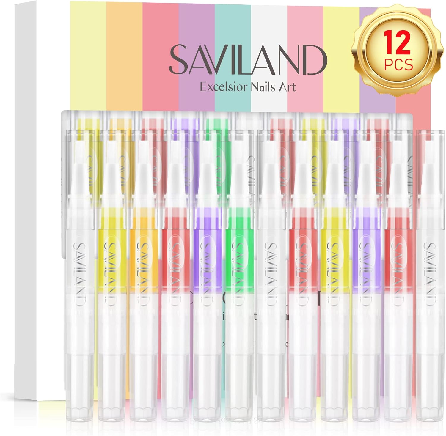 Saviland 12Pcs Cuticle Oil Pen - Cuticle Oil for Nails, Fruity Natural Ingredien...