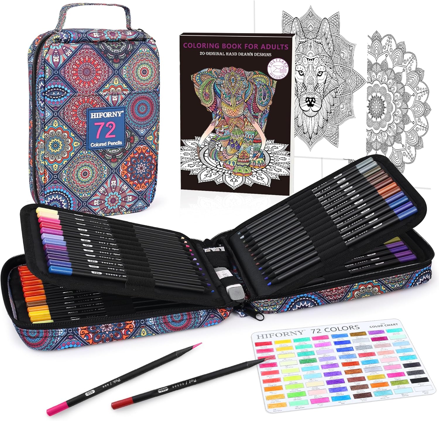 HIFORNY 78 Pack Premium Black Edition Coloured Pencils Set for Adults Colouring...