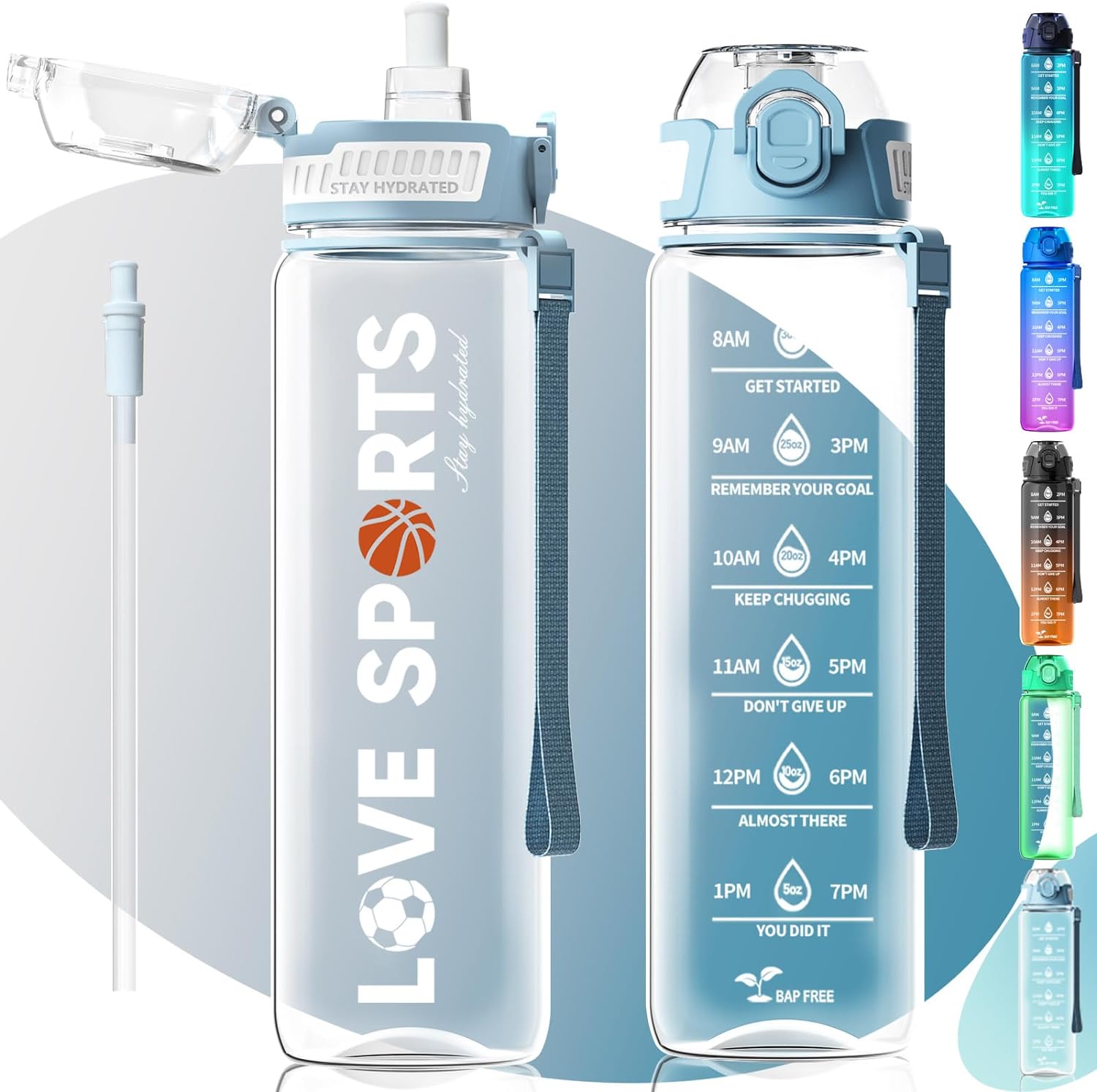 MYFOREST Water Bottle, Large Spout for Gulp/Removable Straw for Sip, Anti-Scratc...