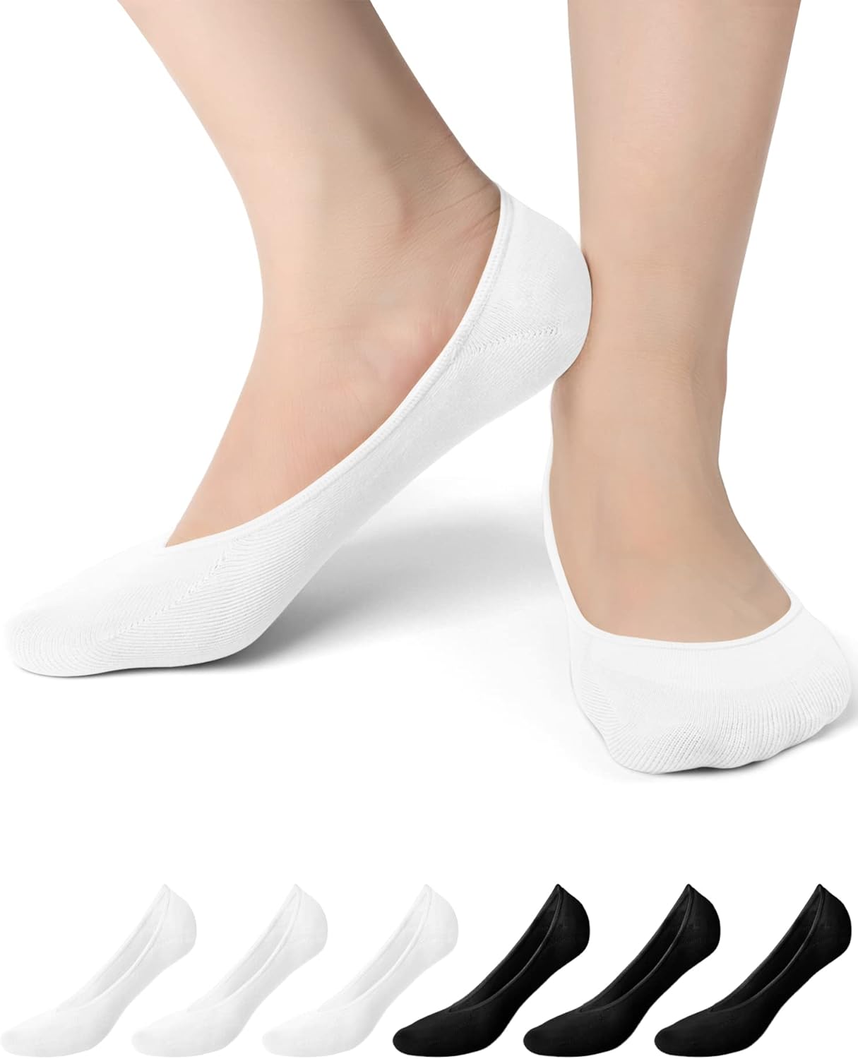 Women No Show Socks - 6 Pairs Non Slip Lace Invisible Socks, Lace Socks Women Sh...