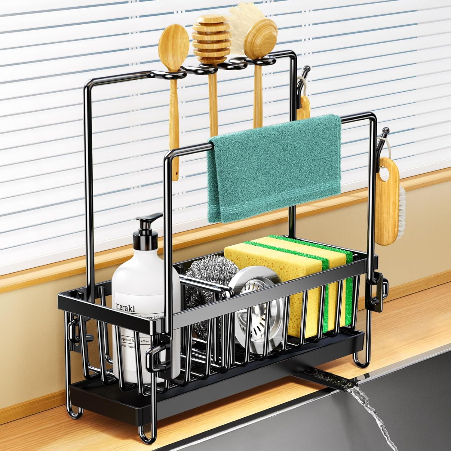 PKBD Kitchen Sink Caddy, Stainless Steel Sponge Holder with Removable Drain Tray...