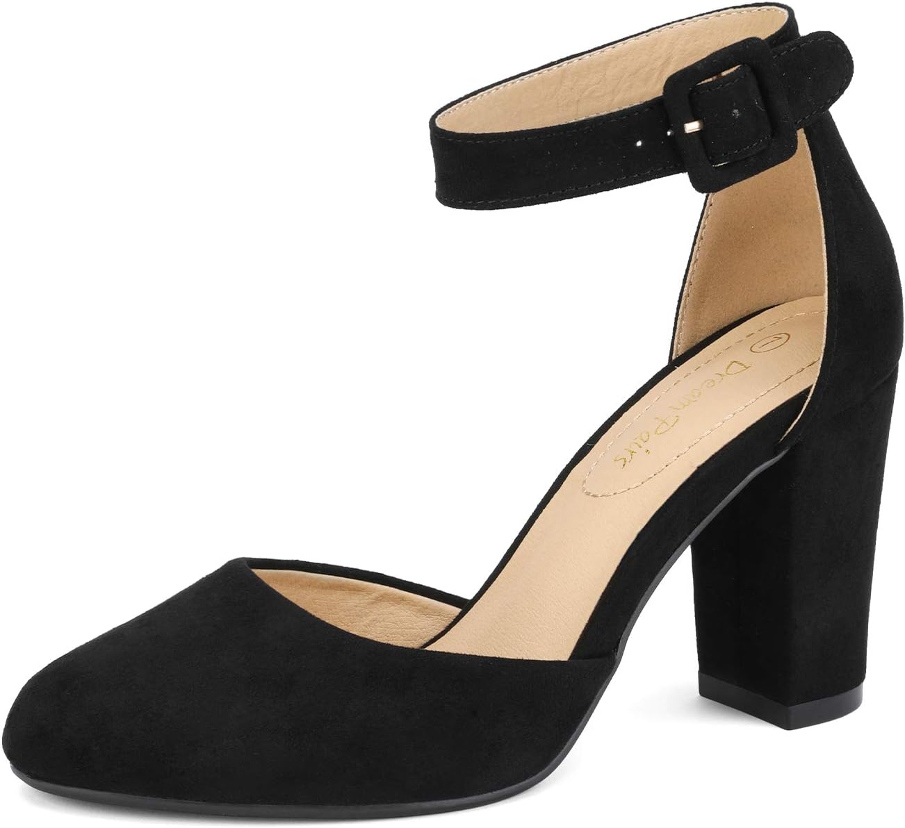 DREAM PAIRS Womens High Heels, Special Closed Toe Court Shoes, Stylish Block Ank...