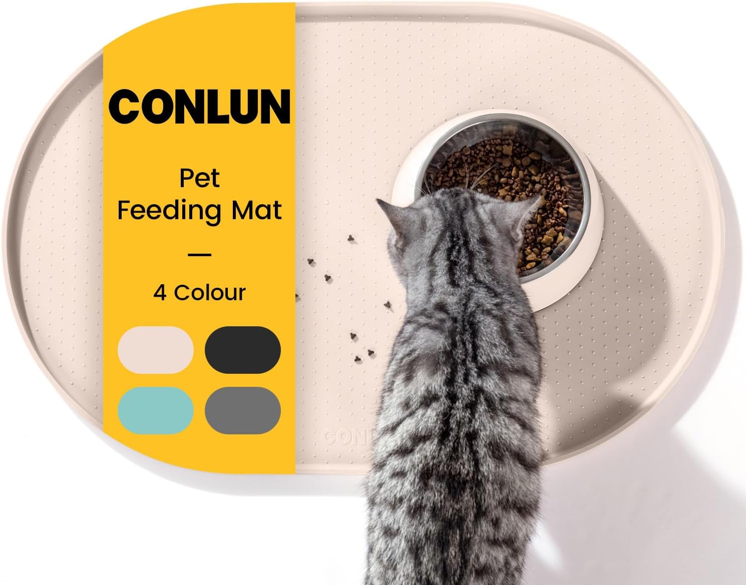 Conlun Cat Food Mat,1.2 cm Raised Edges Dog Bowl Mat for Spill Containment,BPA-F...