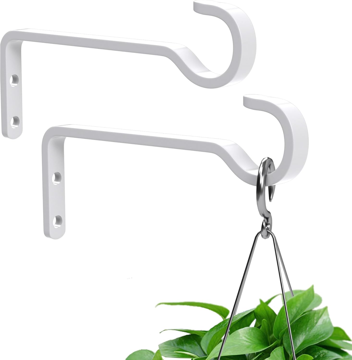 15.2cm 2 Pack White Heavy Duty Outdoor Plant Hangers for Hanging Baskets, Iron H...