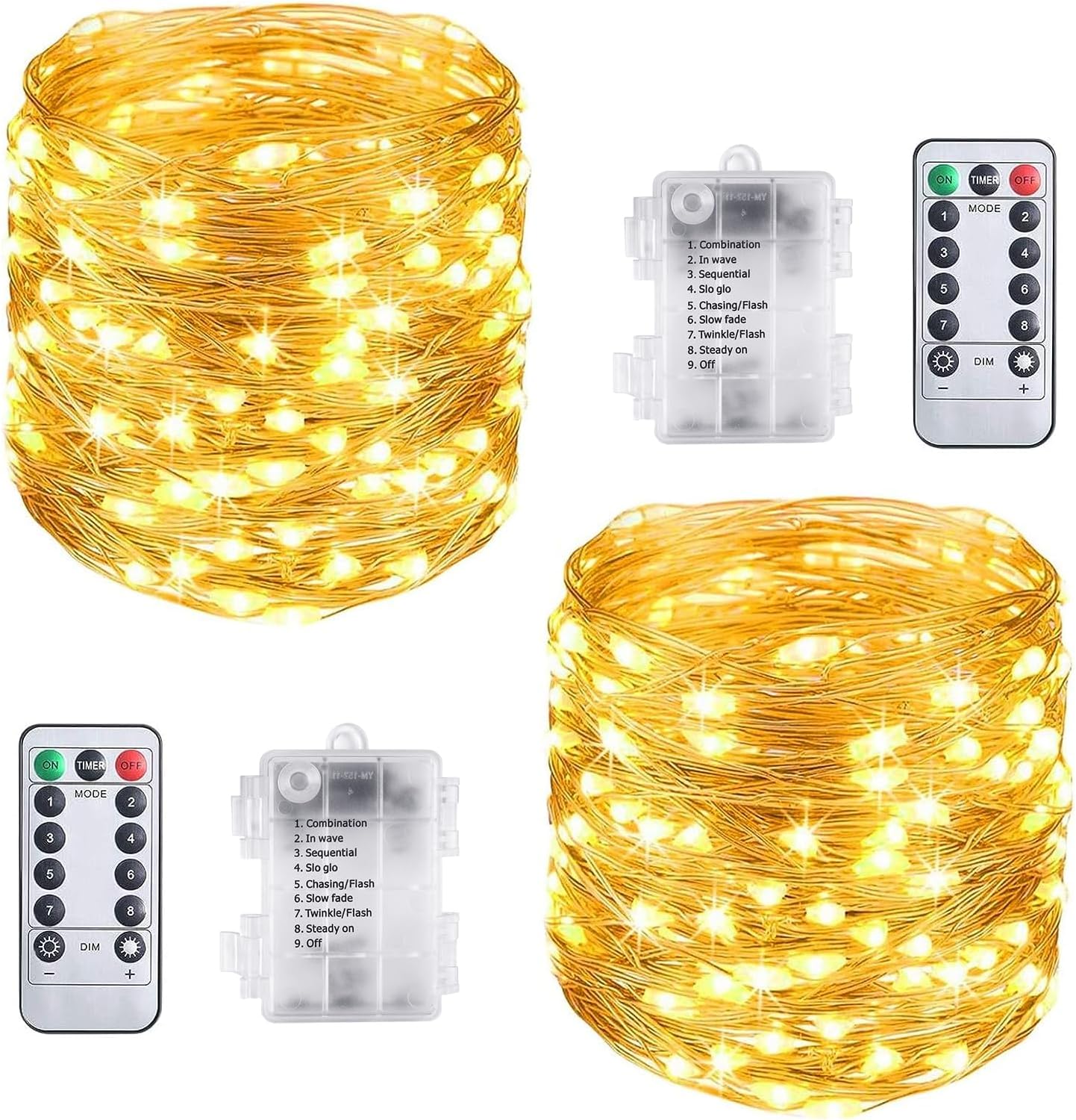 Vicloon 2 Pack Fairy String Lights, Cooper String Light, 100 LEDs 10 M Warm Whit...