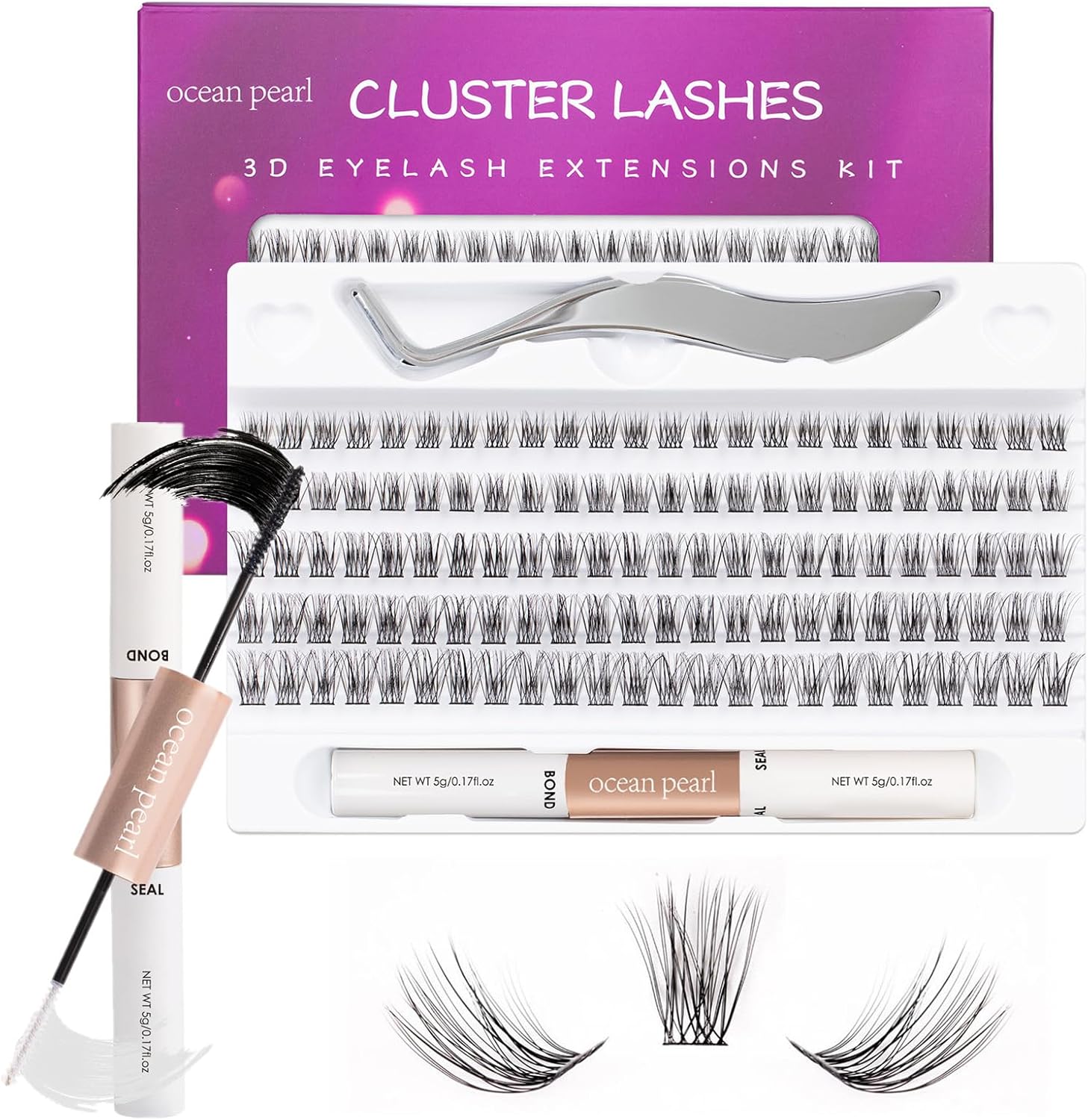 Individual Lashes with Lash Bond and Seal 120 Cluster Lashes Eyelash Extension K...