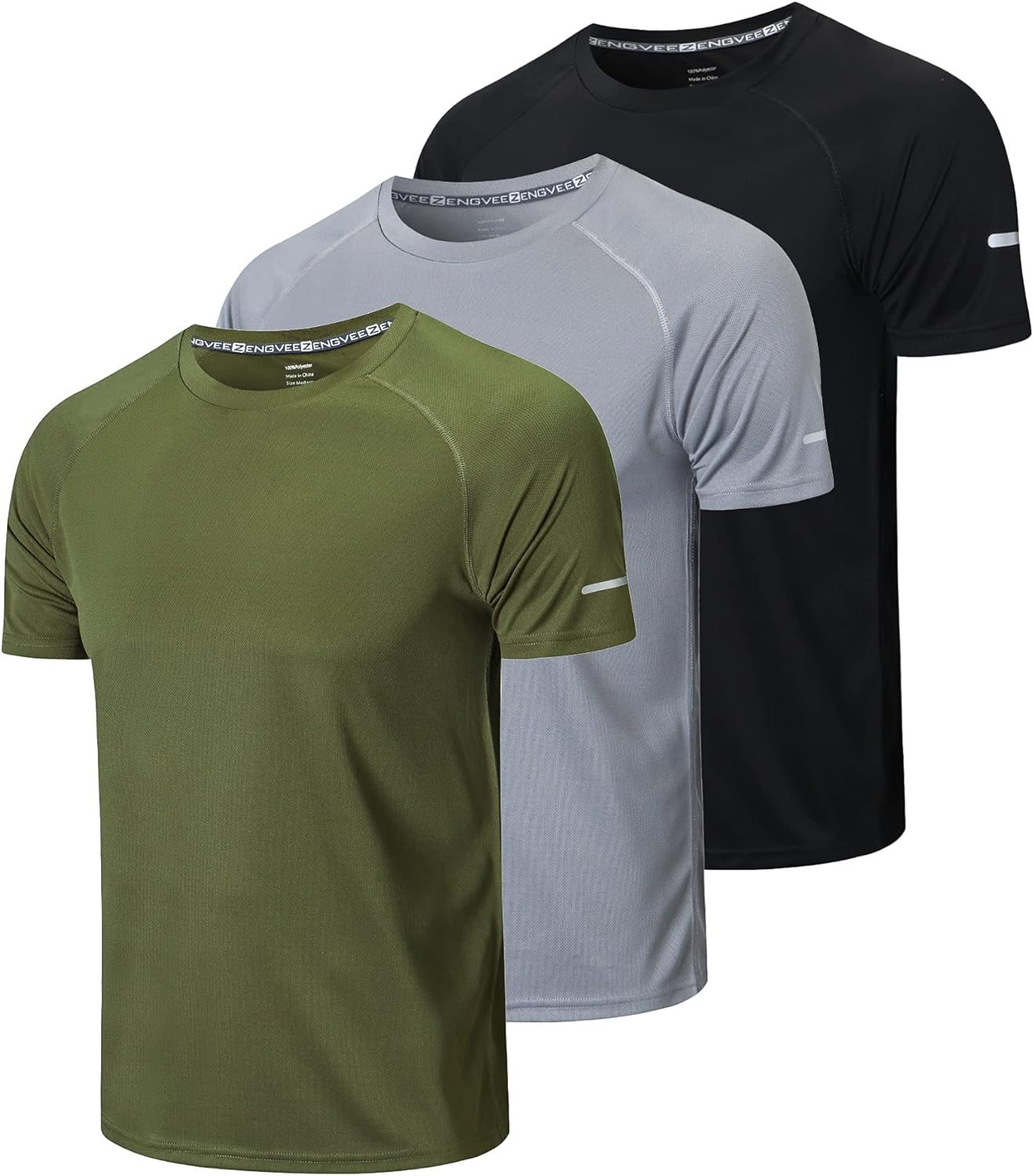 HUAKANG 3 Pack T Shirts Men Breathable Sport Shirts Men Cool Dry Running Tops Sh...